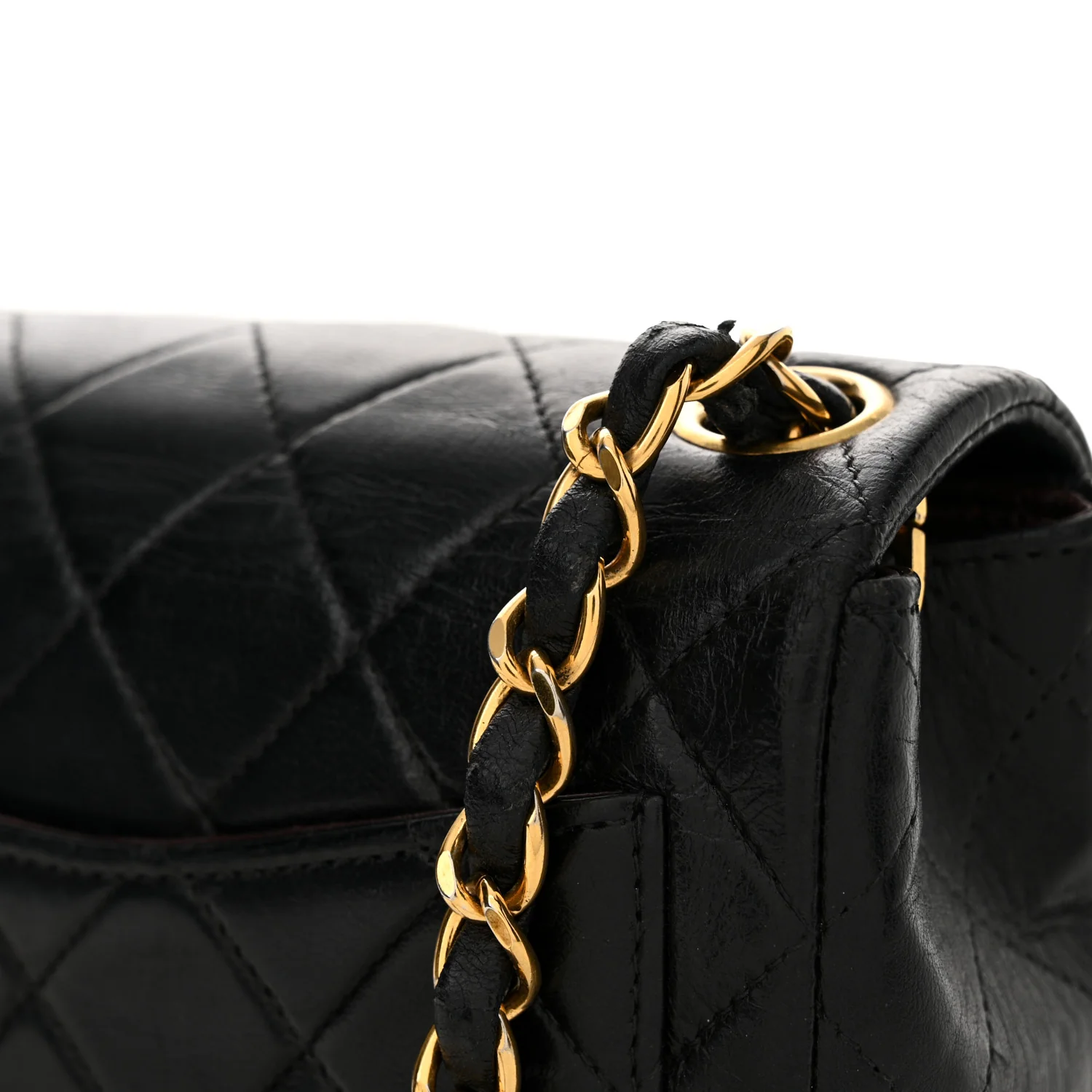 Lambskin Quilted Mini Square Flap Black - Image 13