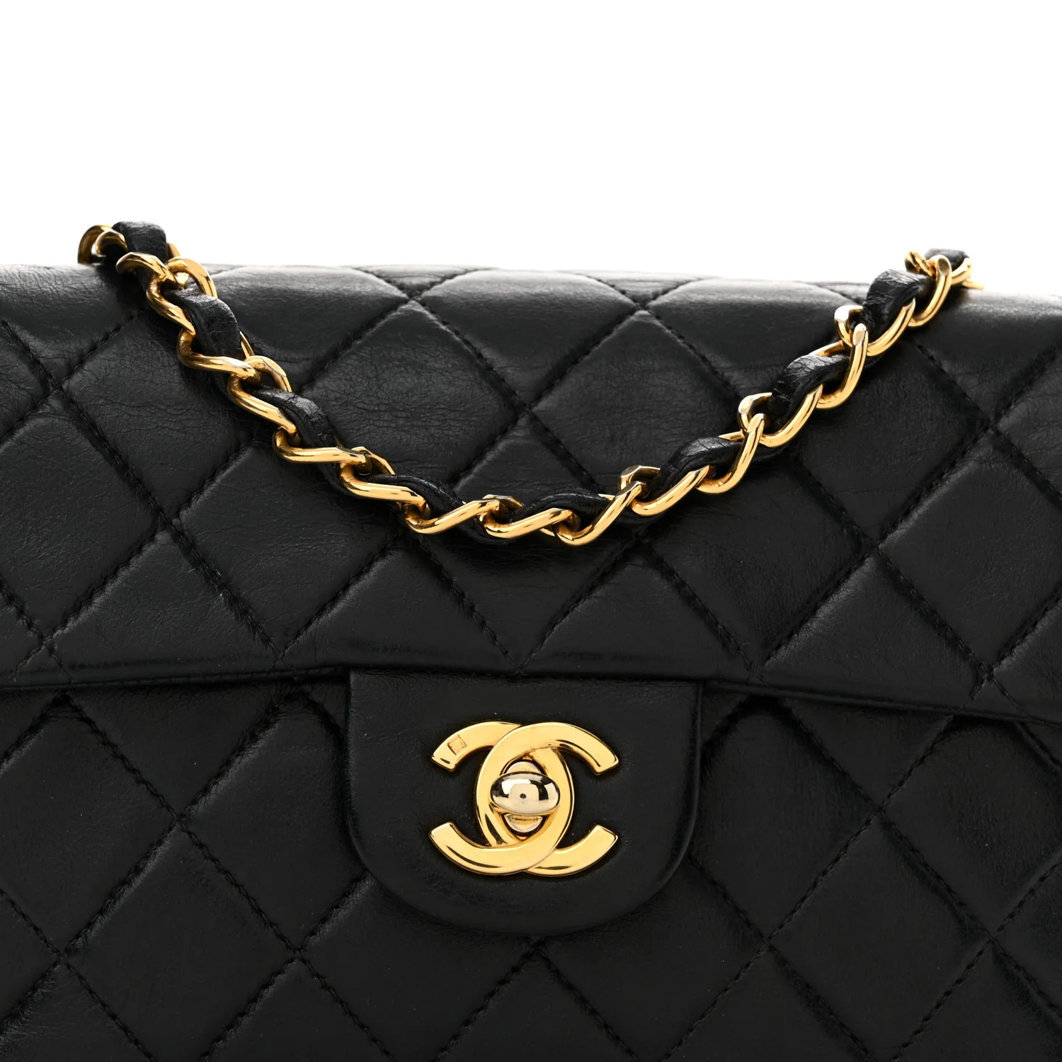 Lambskin Quilted Mini Square Flap Black - Image 8