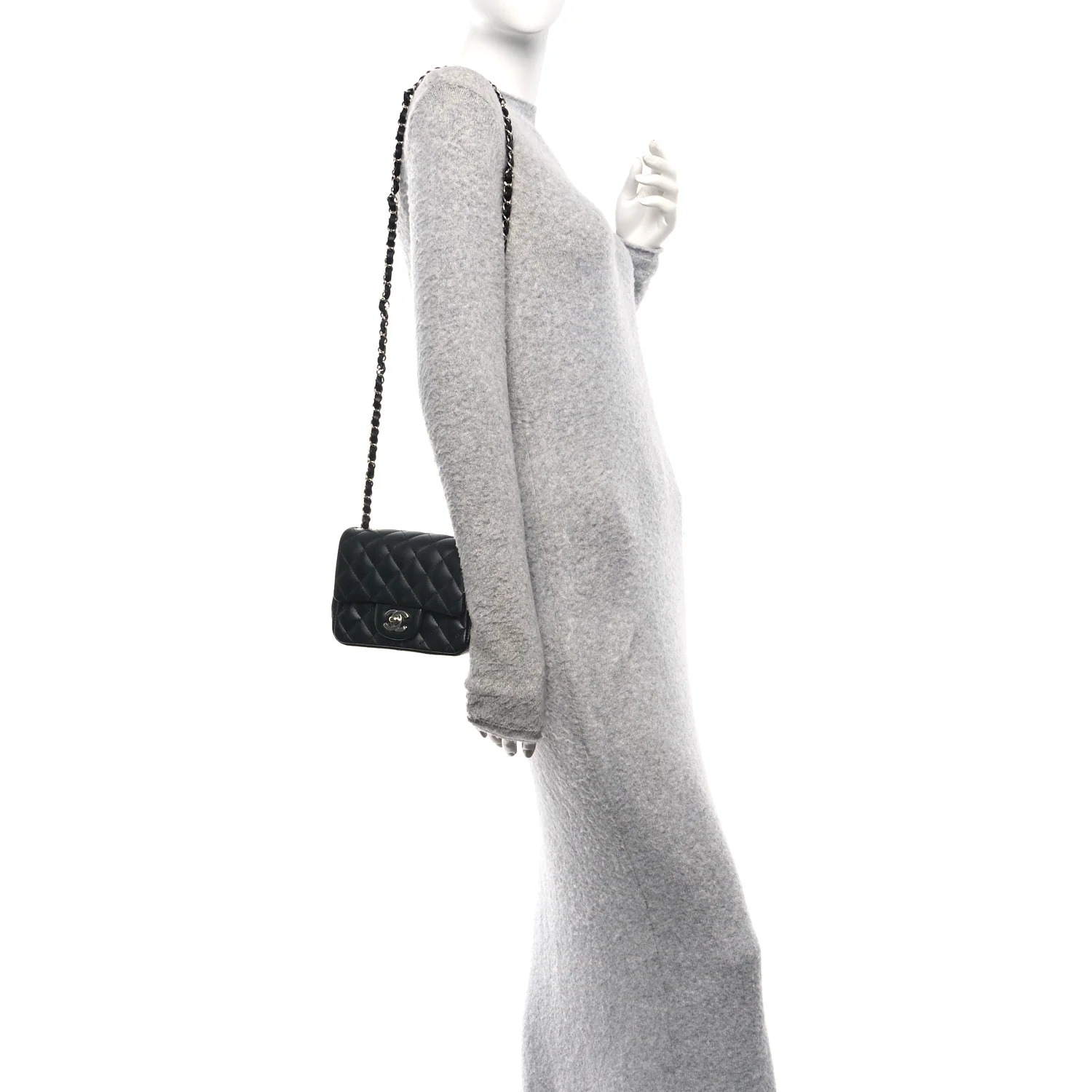 Lambskin Quilted Mini Square Flap Black - Image 2