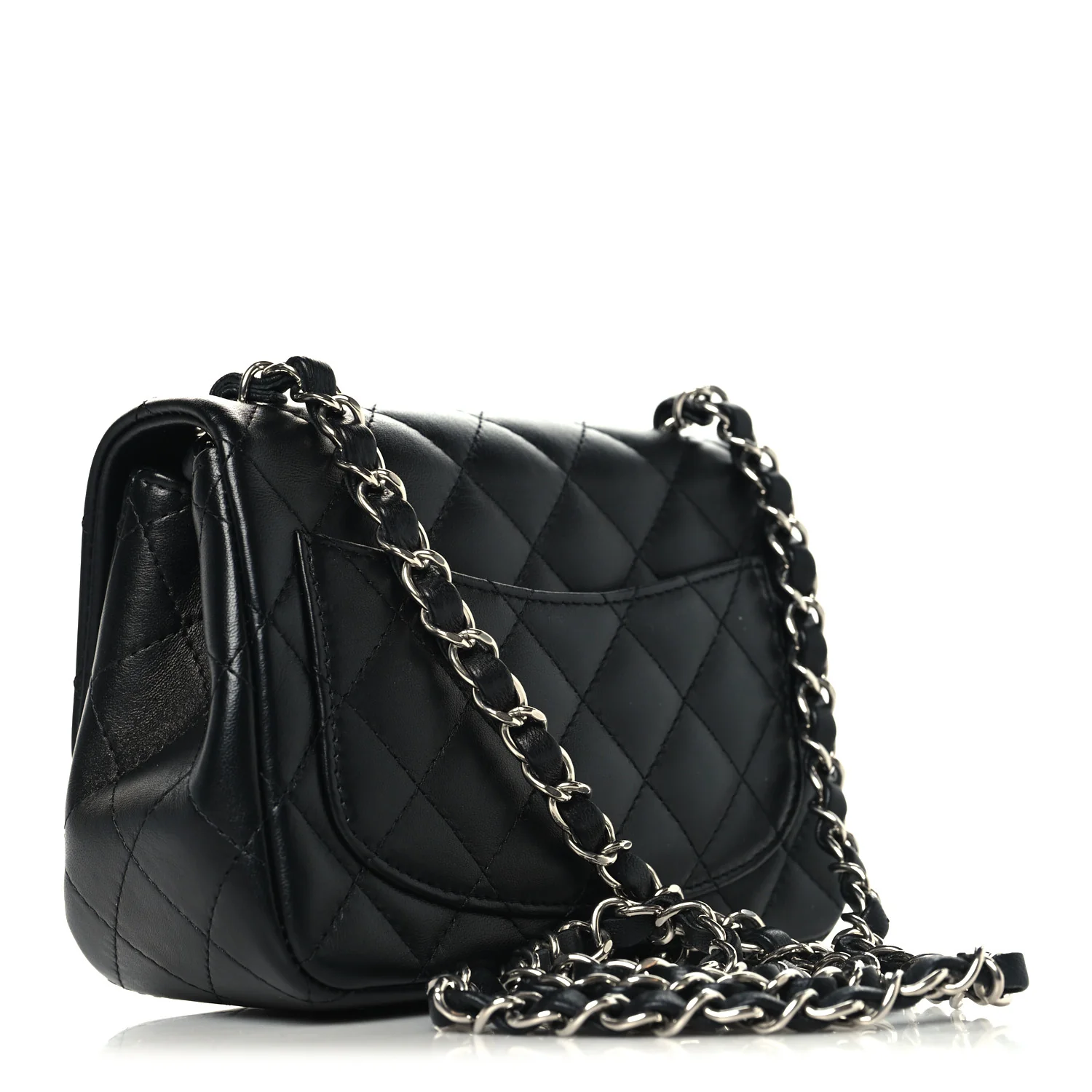Lambskin Quilted Mini Square Flap Black - Image 3
