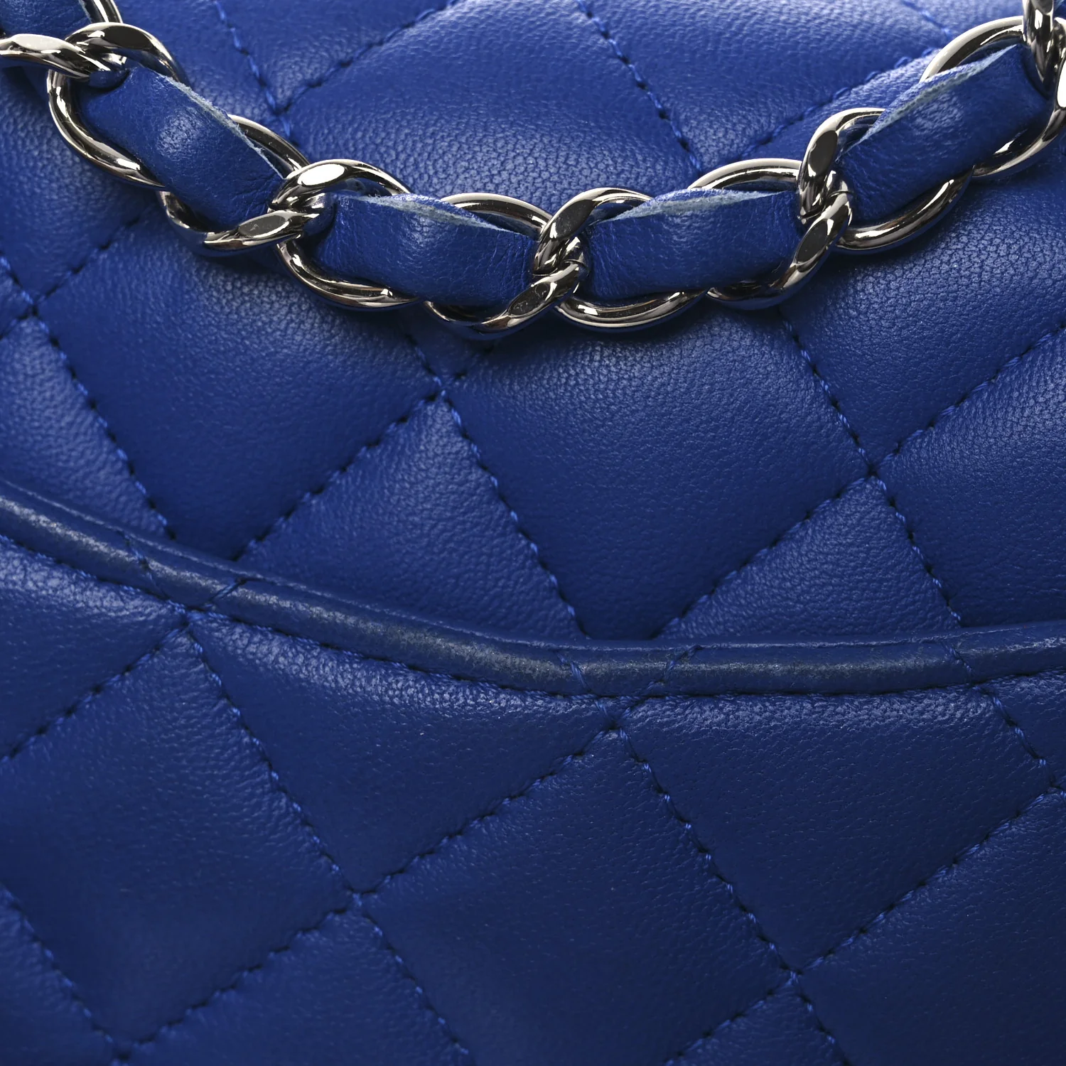 Lambskin Quilted Mini Square Flap Blue - Image 12