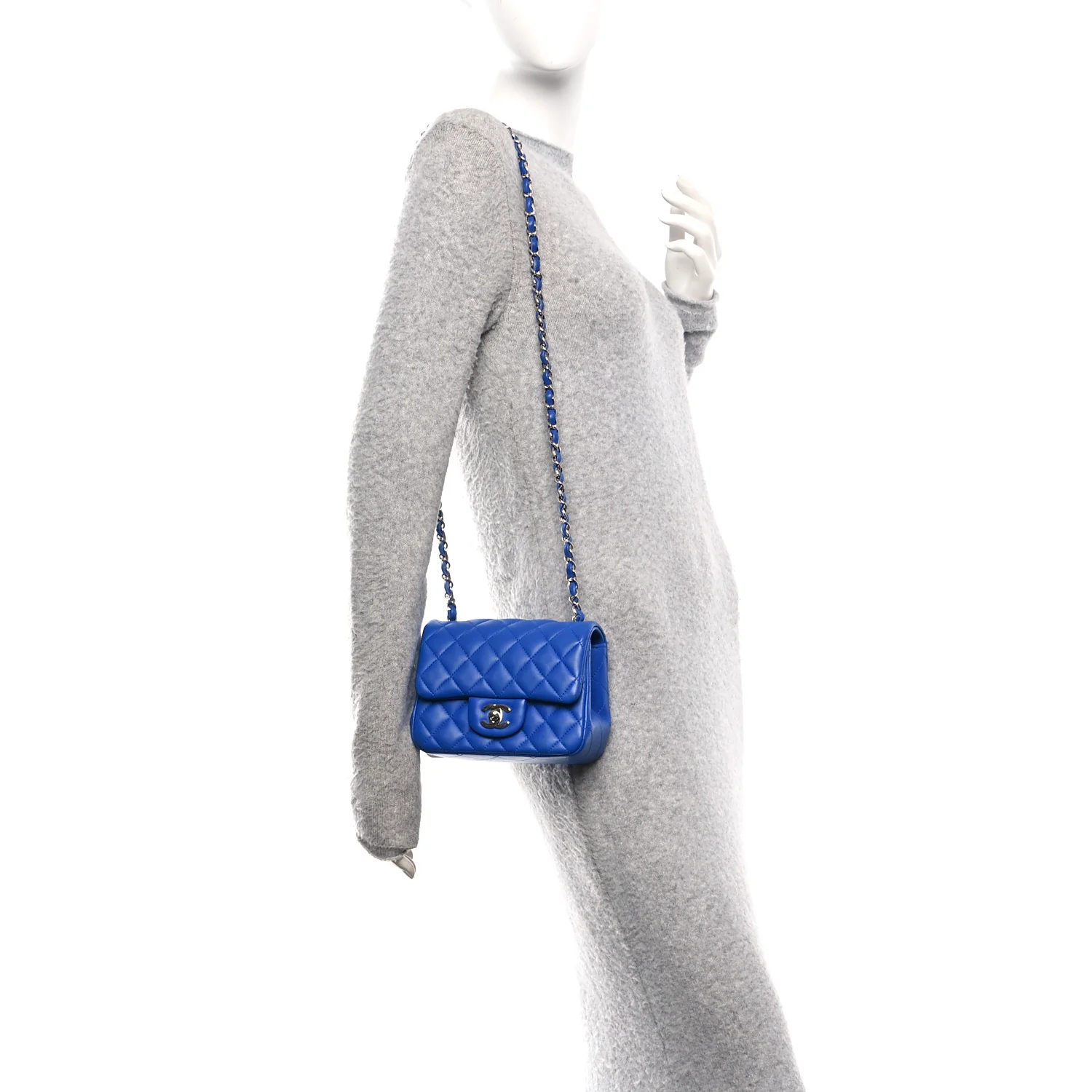 Lambskin Quilted Mini Square Flap Blue - Image 2