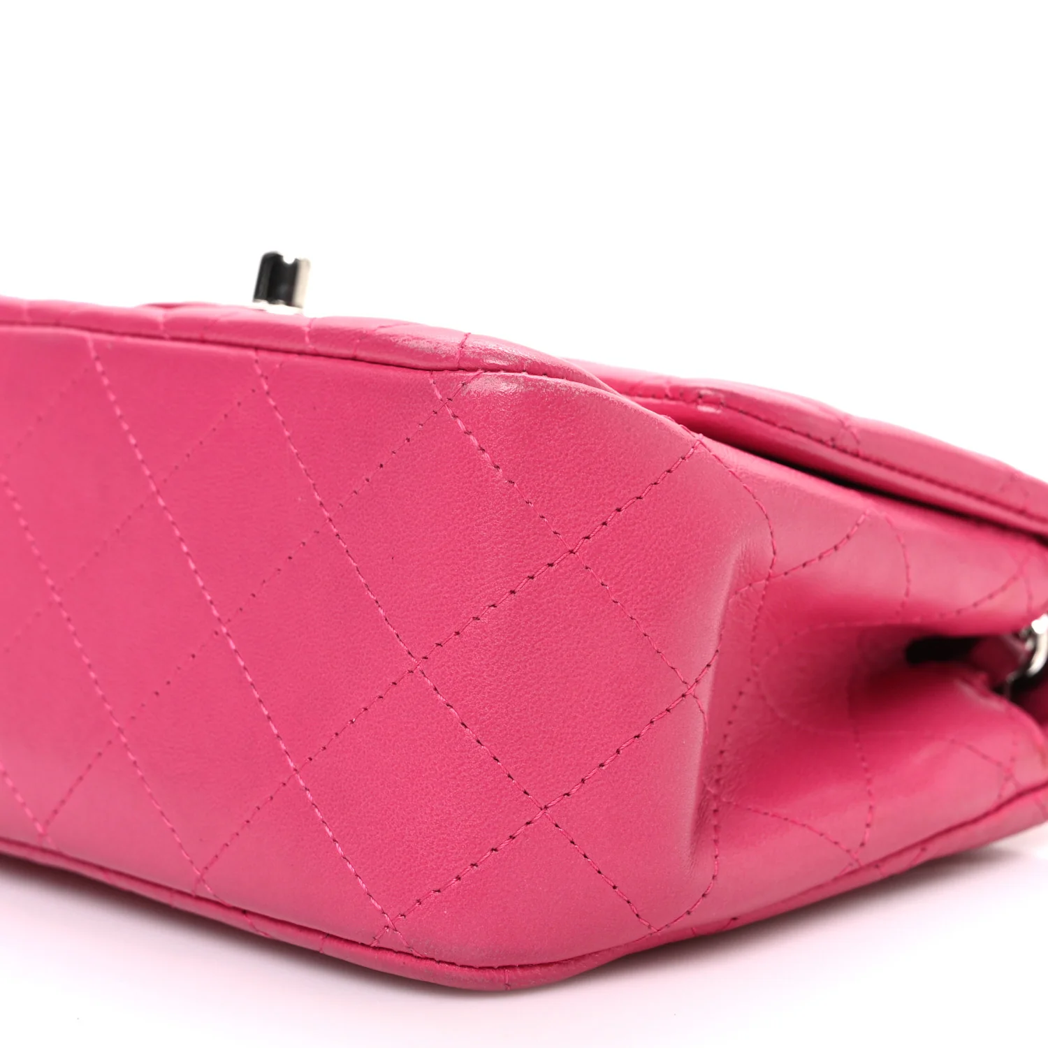Lambskin Quilted Mini Square Flap Dark Pink - Image 10