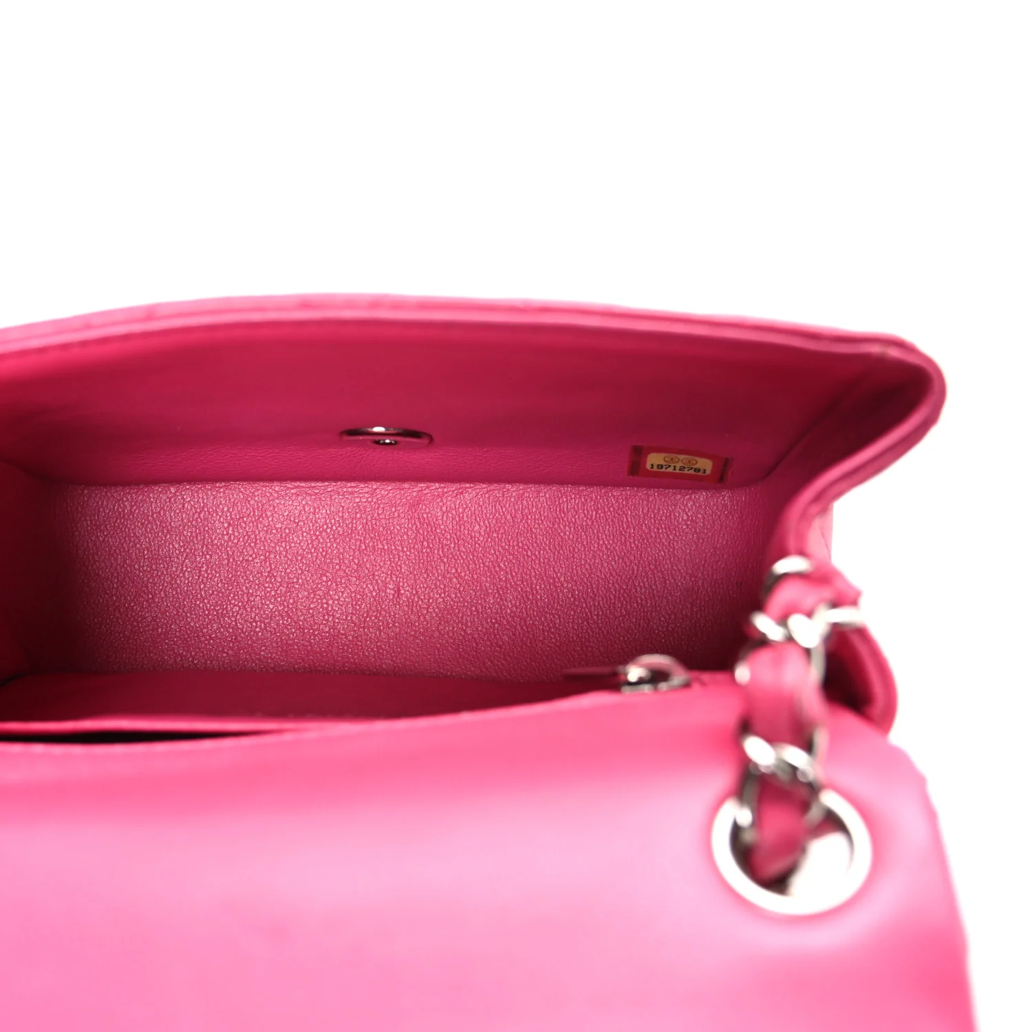 Lambskin Quilted Mini Square Flap Dark Pink - Image 5