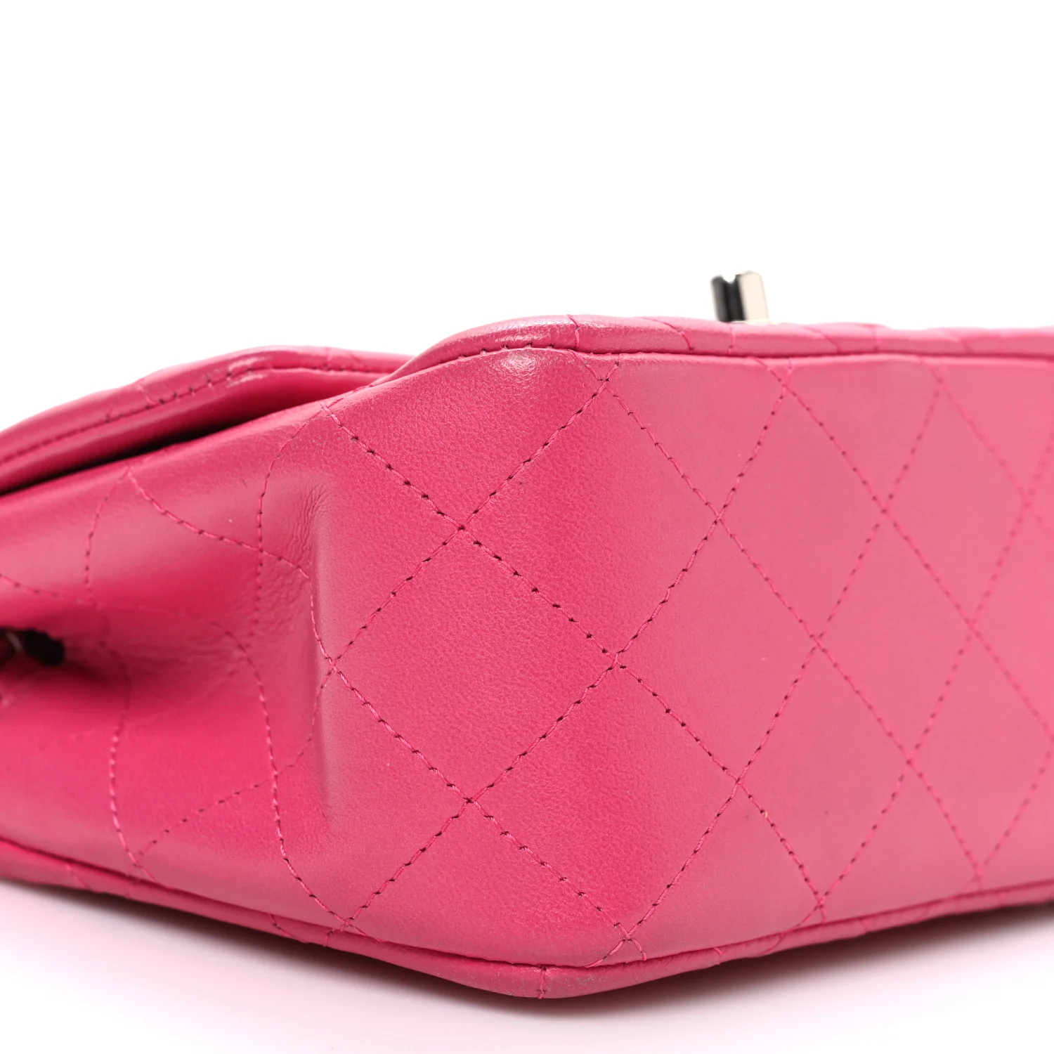 Lambskin Quilted Mini Square Flap Dark Pink - Image 9