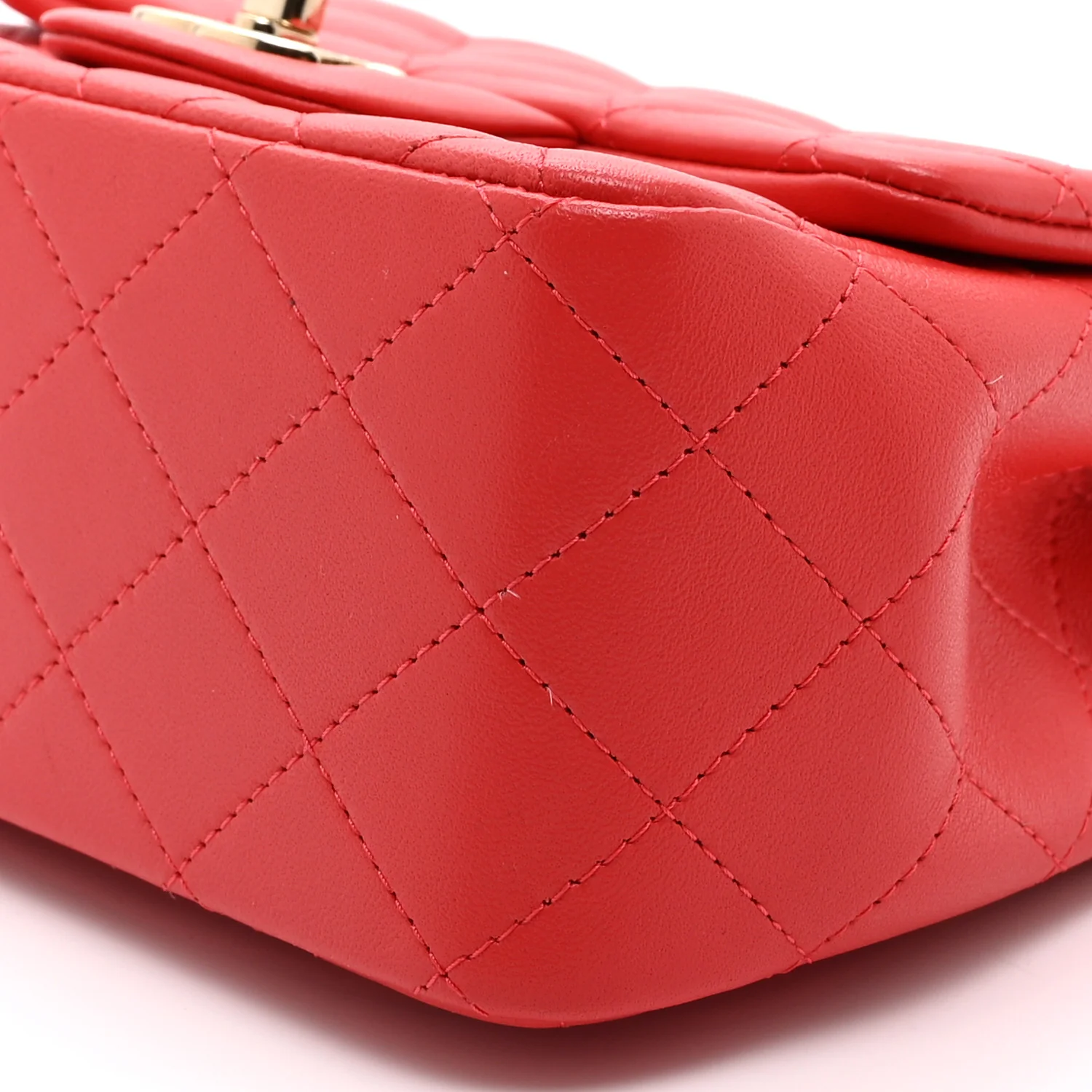 Lambskin Quilted Mini Square Flap Dark Pink - Image 10