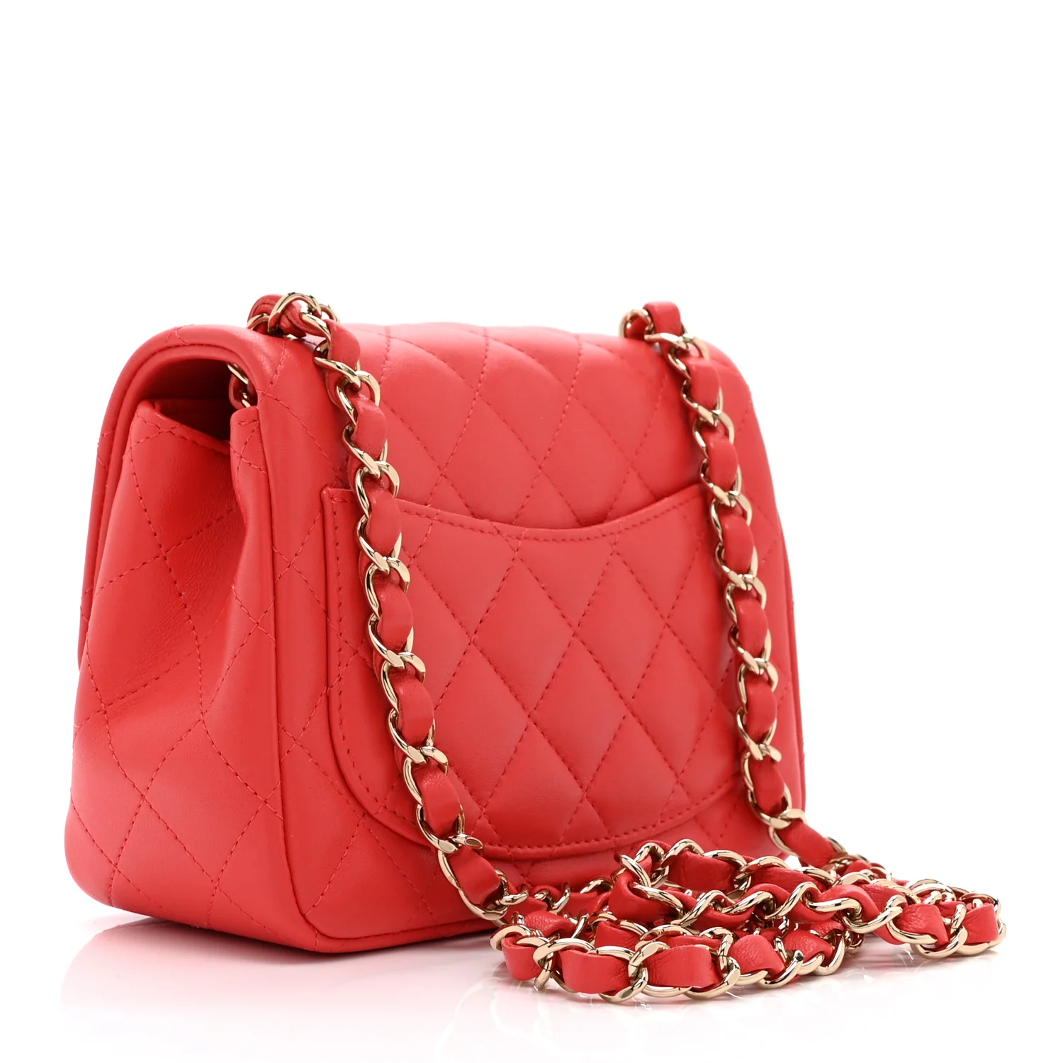 Lambskin Quilted Mini Square Flap Dark Pink - Image 3
