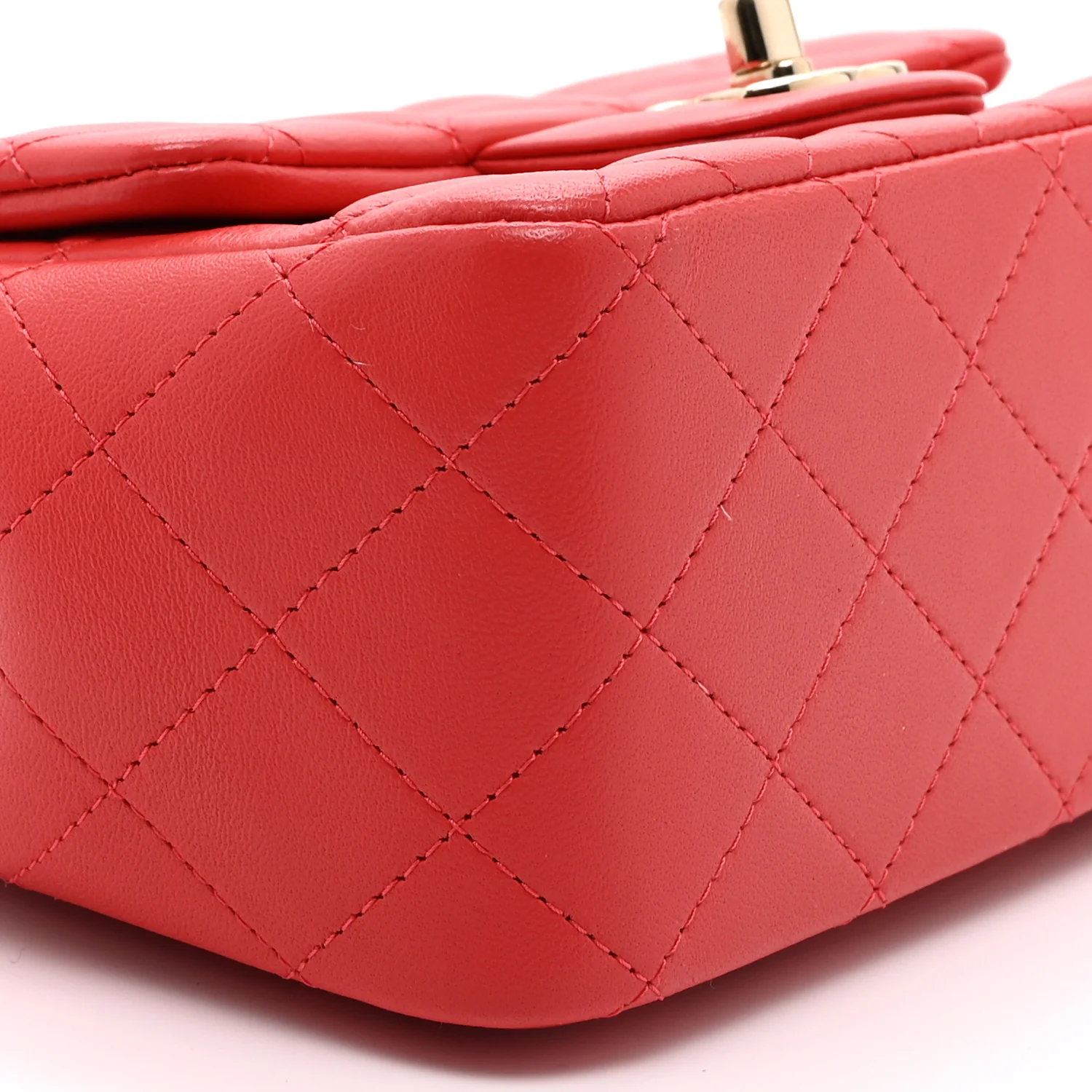 Lambskin Quilted Mini Square Flap Dark Pink - Image 9