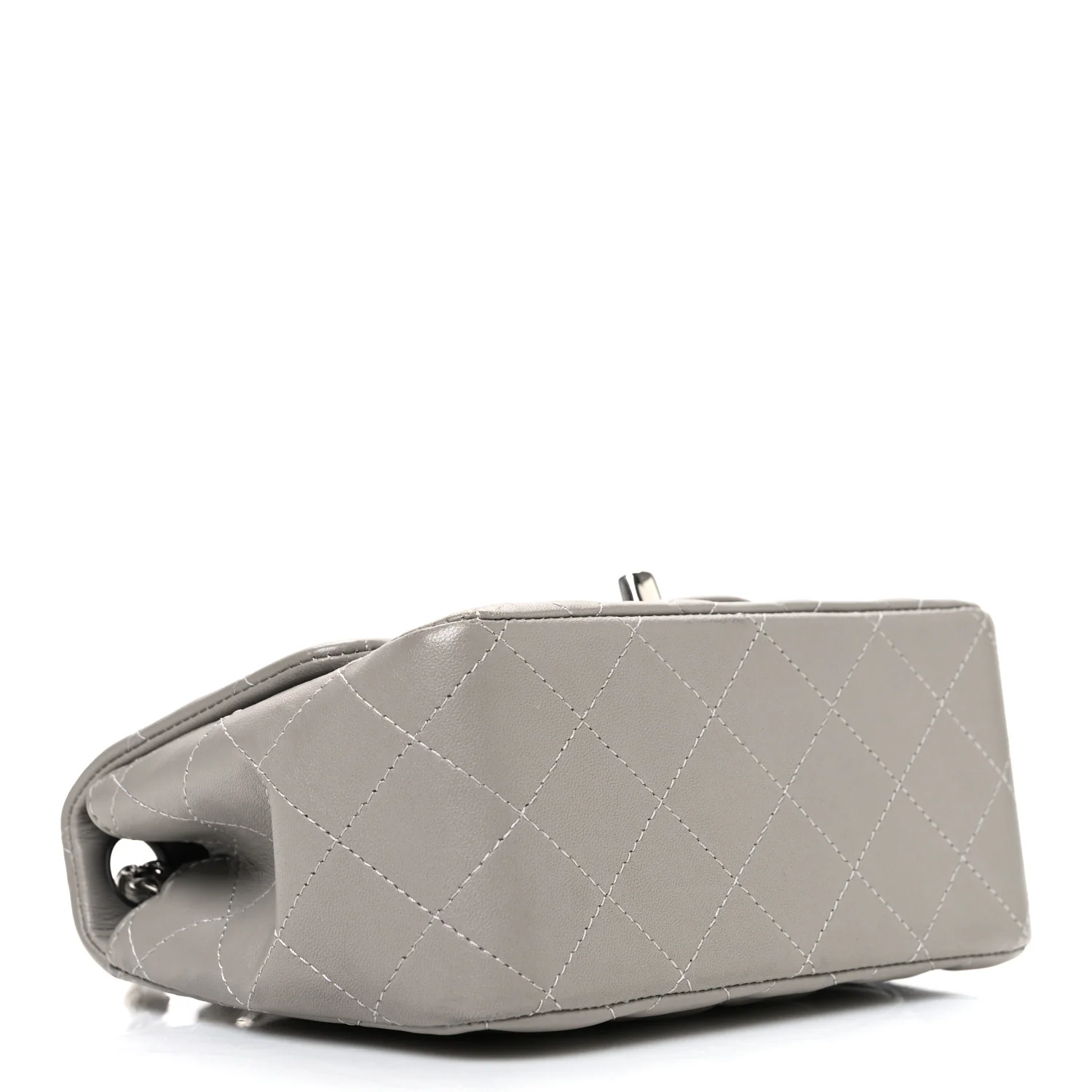 Lambskin Quilted Mini Square Flap Grey - Image 4