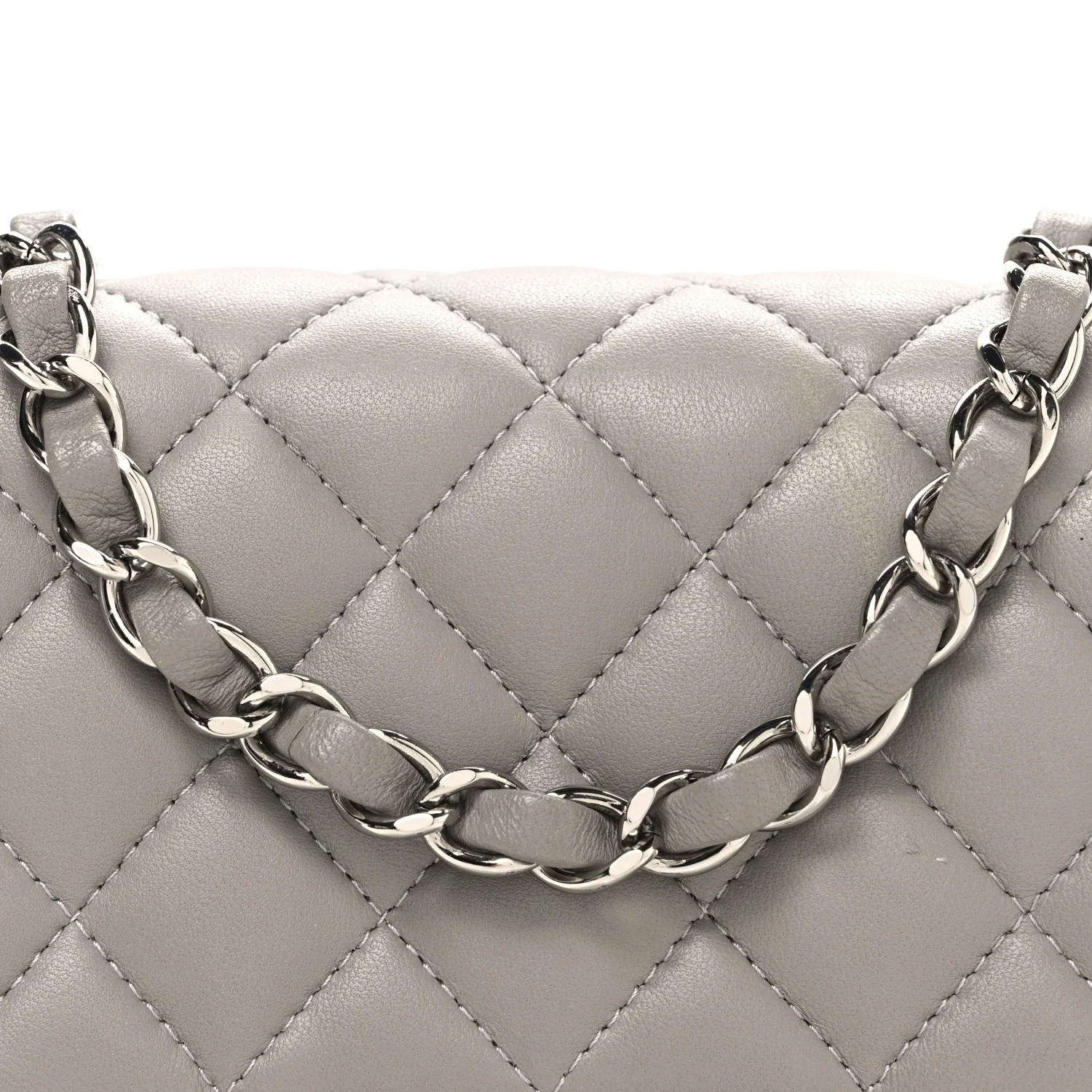 Lambskin Quilted Mini Square Flap Grey - Image 8