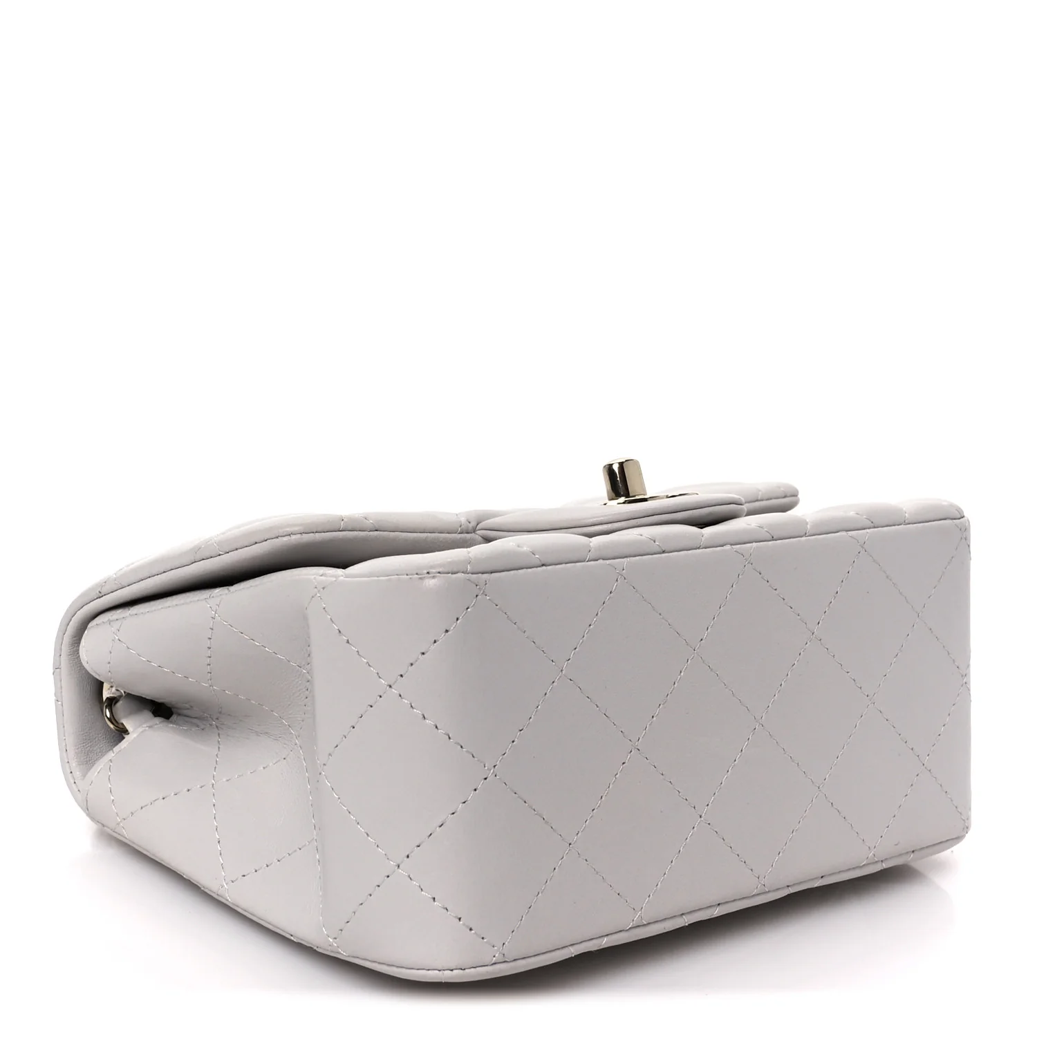 Lambskin Quilted Mini Square Flap Light Grey - Image 4