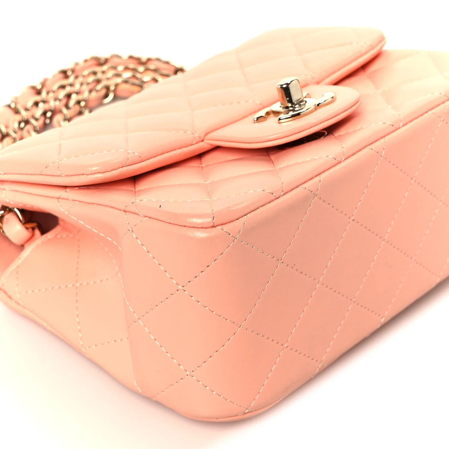 Lambskin Quilted Mini Square Flap Light Pink - Image 10