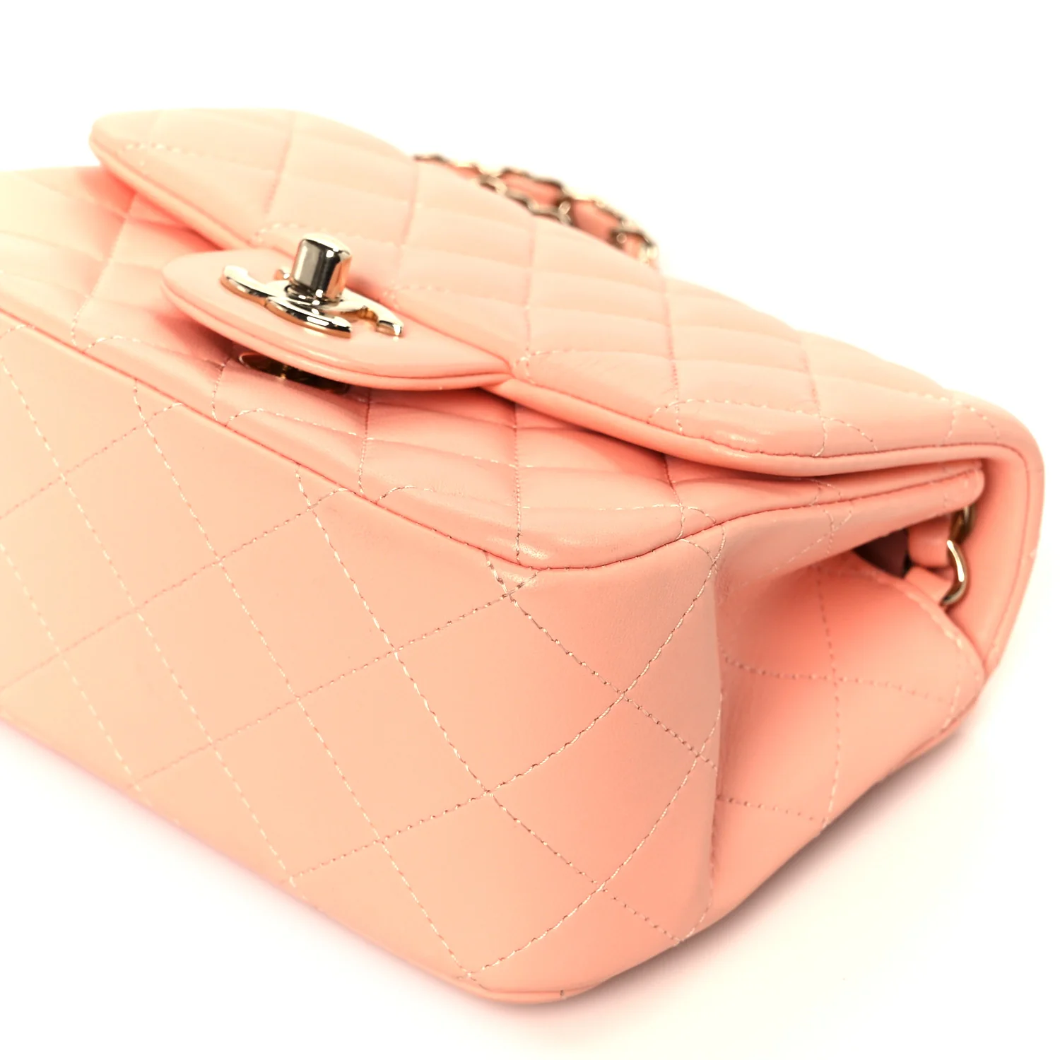 Lambskin Quilted Mini Square Flap Light Pink - Image 11