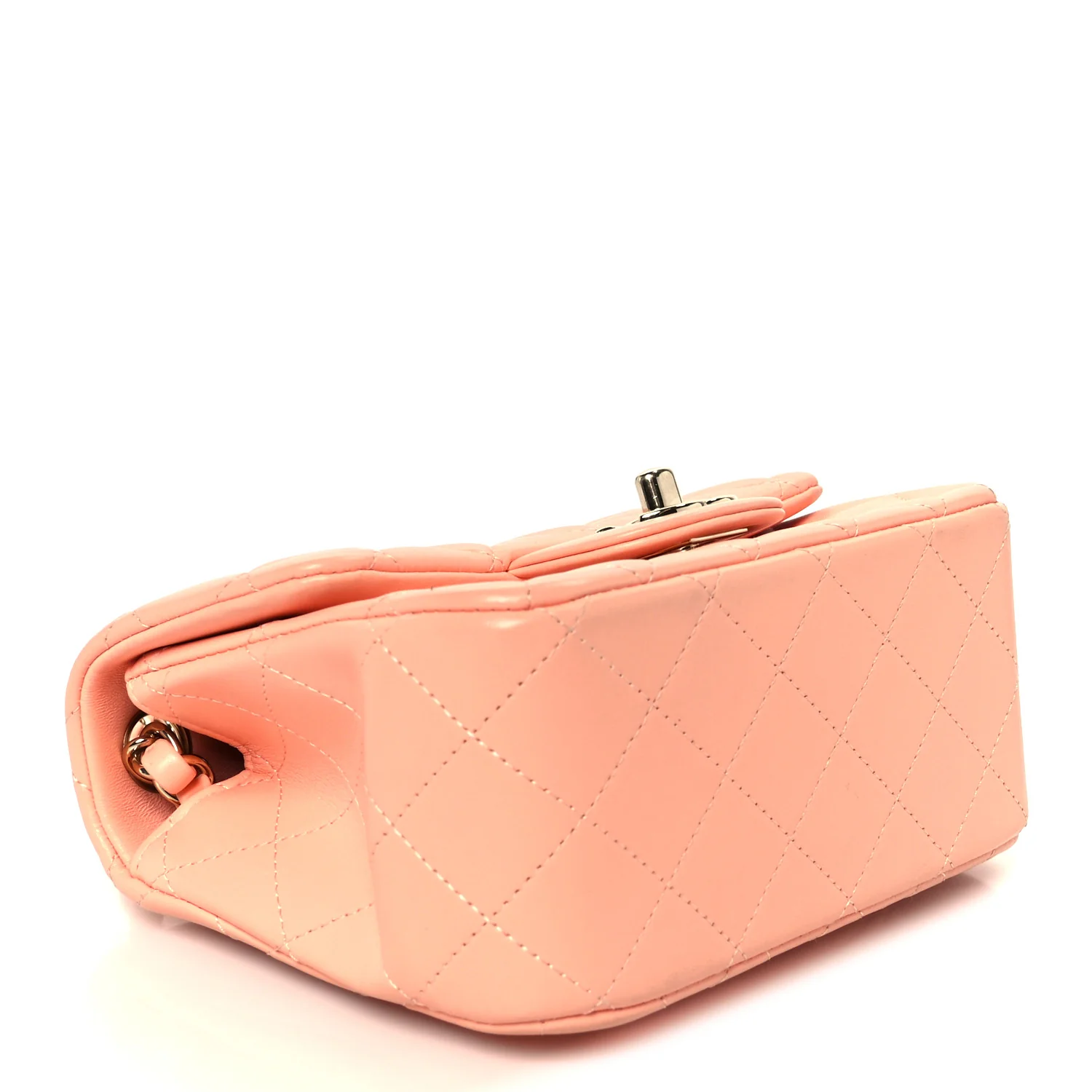Lambskin Quilted Mini Square Flap Light Pink - Image 4
