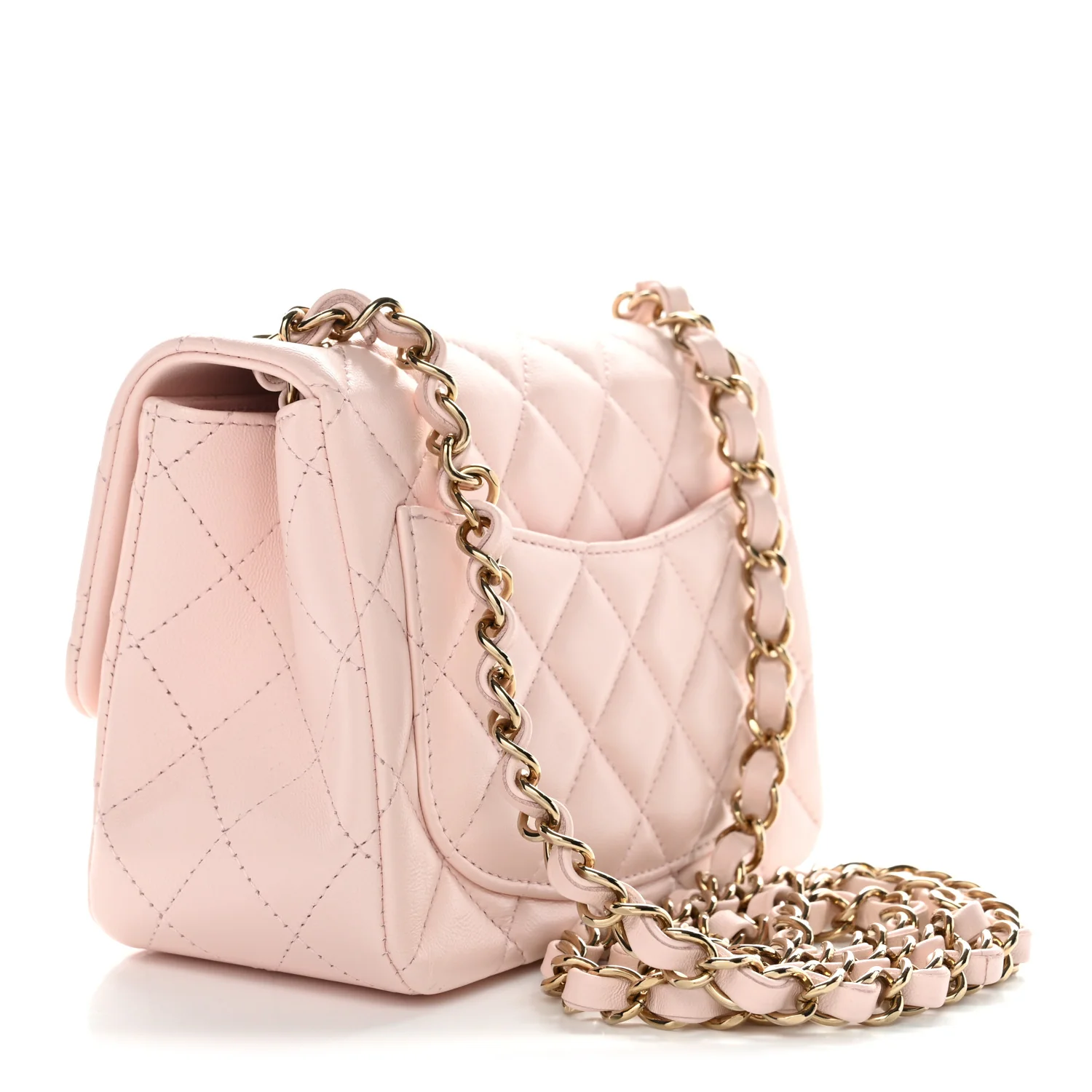 Lambskin Quilted Mini Square Flap Light Pink - Image 3