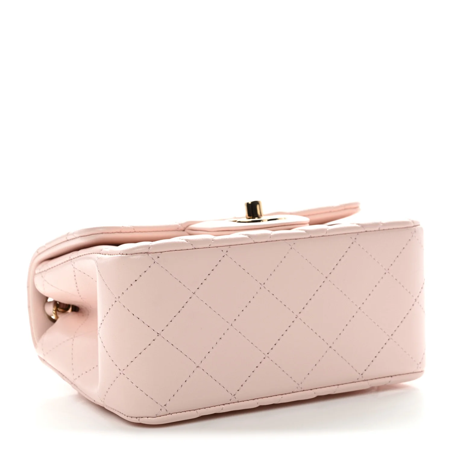 Lambskin Quilted Mini Square Flap Light Pink - Image 4