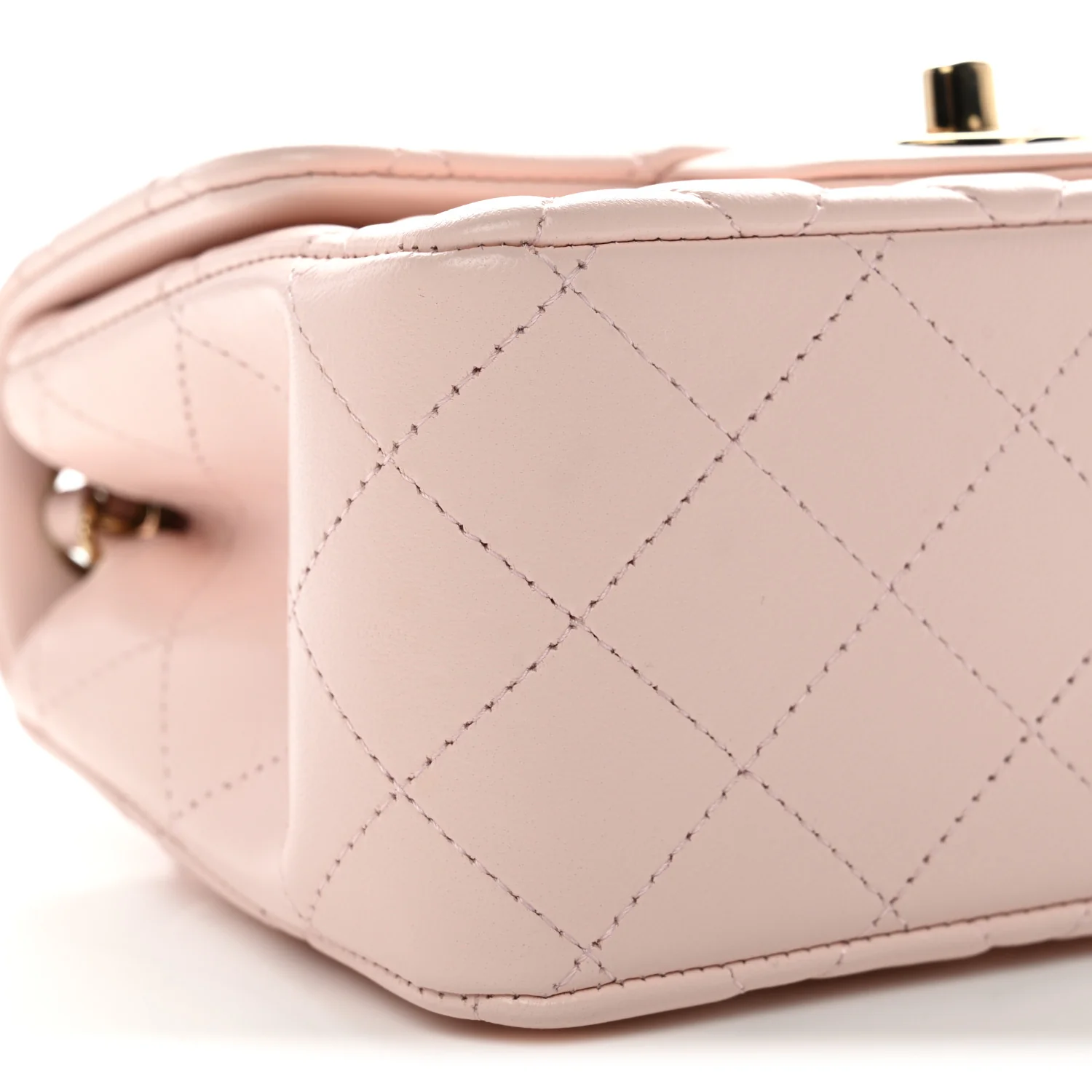 Lambskin Quilted Mini Square Flap Light Pink - Image 9