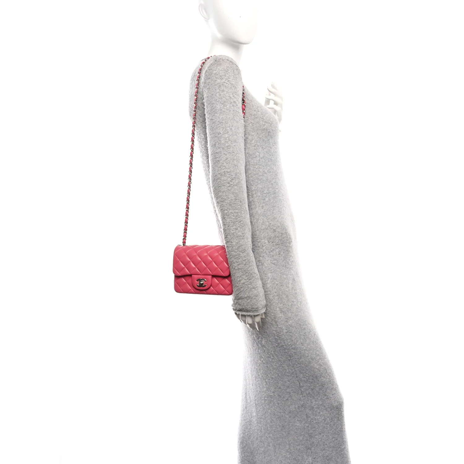 Lambskin Quilted Mini Square Flap Pink - Image 2