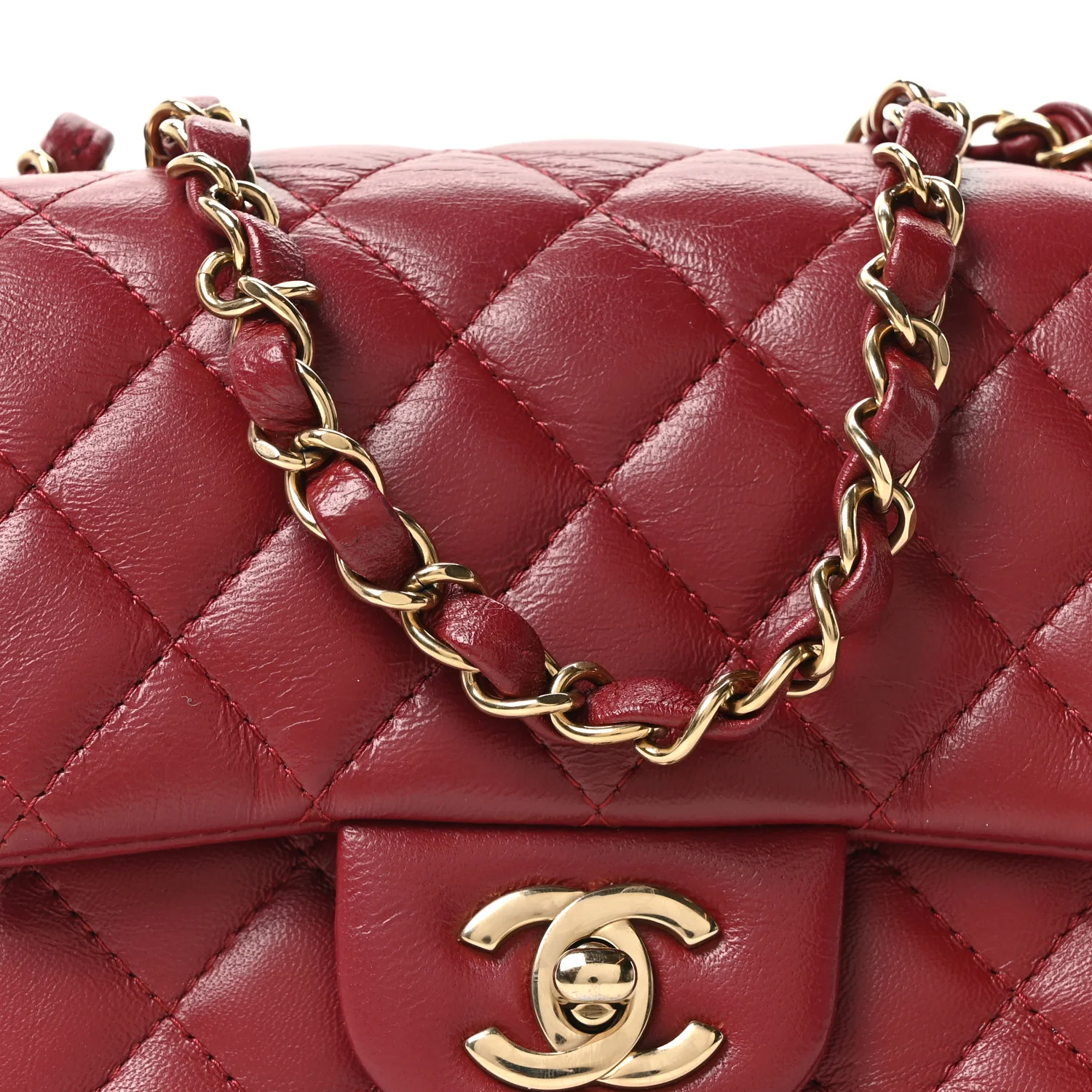 Lambskin Quilted Mini Square Flap Red - Image 8