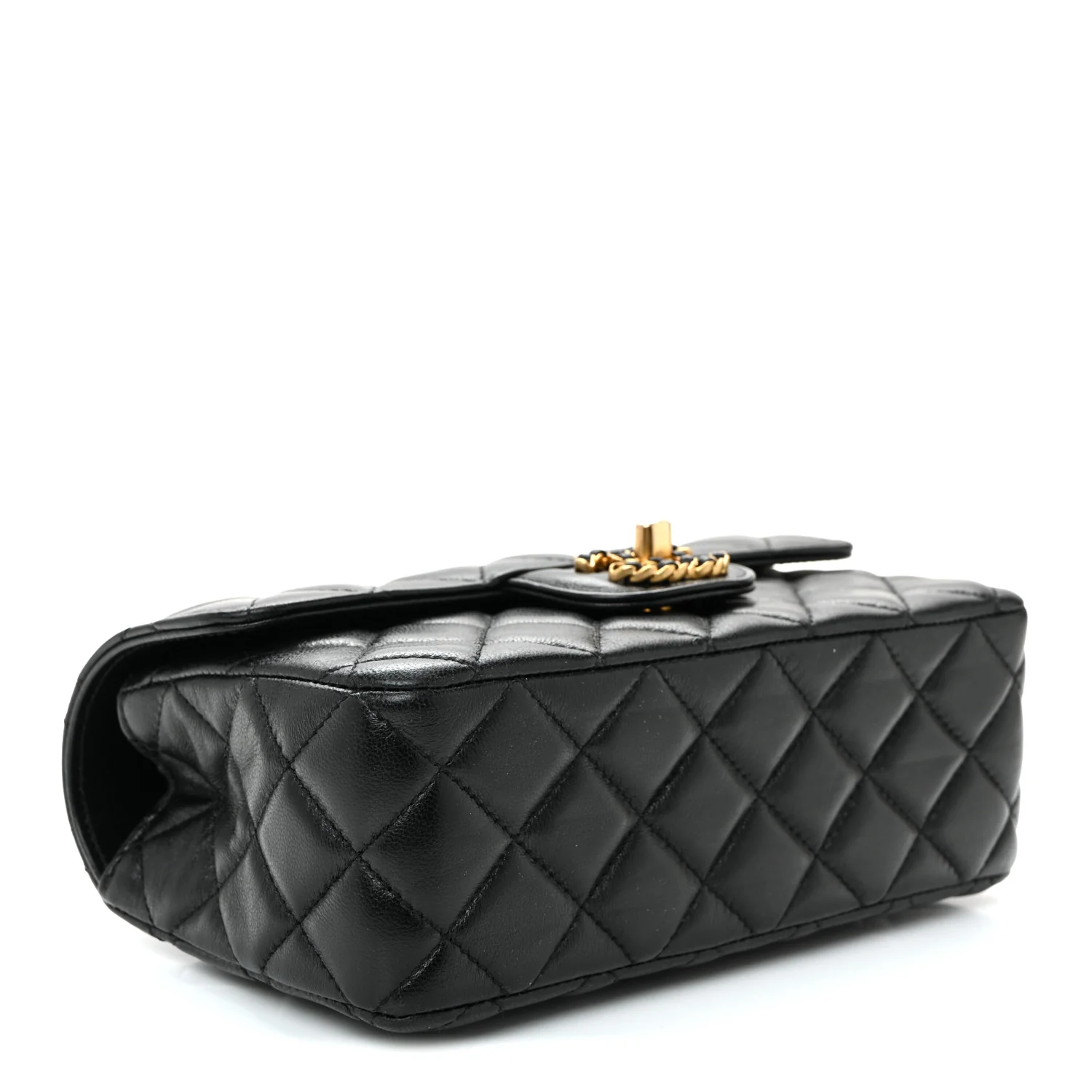 Lambskin Quilted Mini Strass On Top Flap Black - Image 4