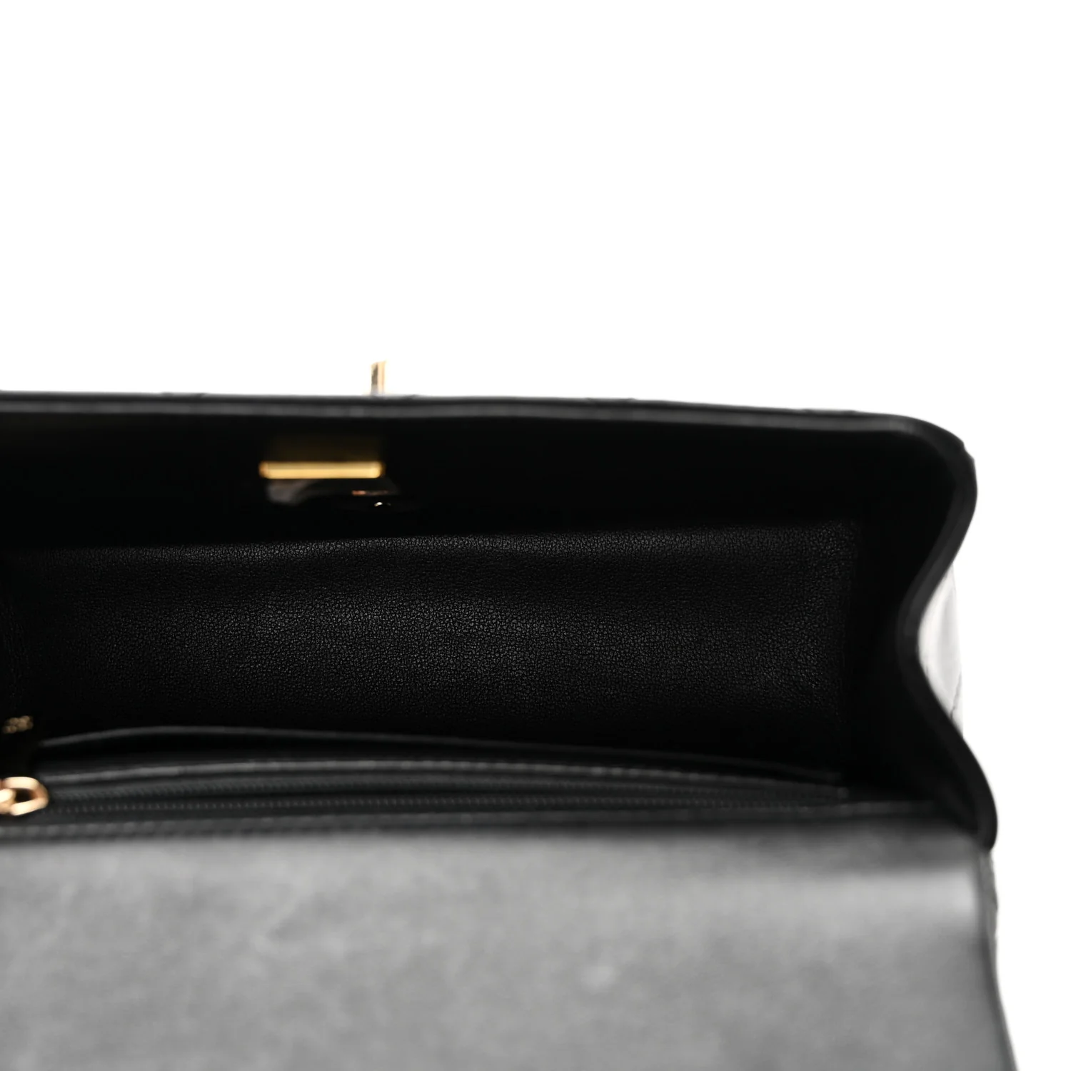 Lambskin Quilted Mini Top Handle Rectangular Flap Black - Image 5