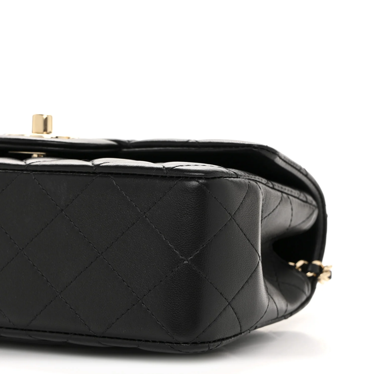Lambskin Quilted Mini Top Handle Rectangular Flap Black - Image 10