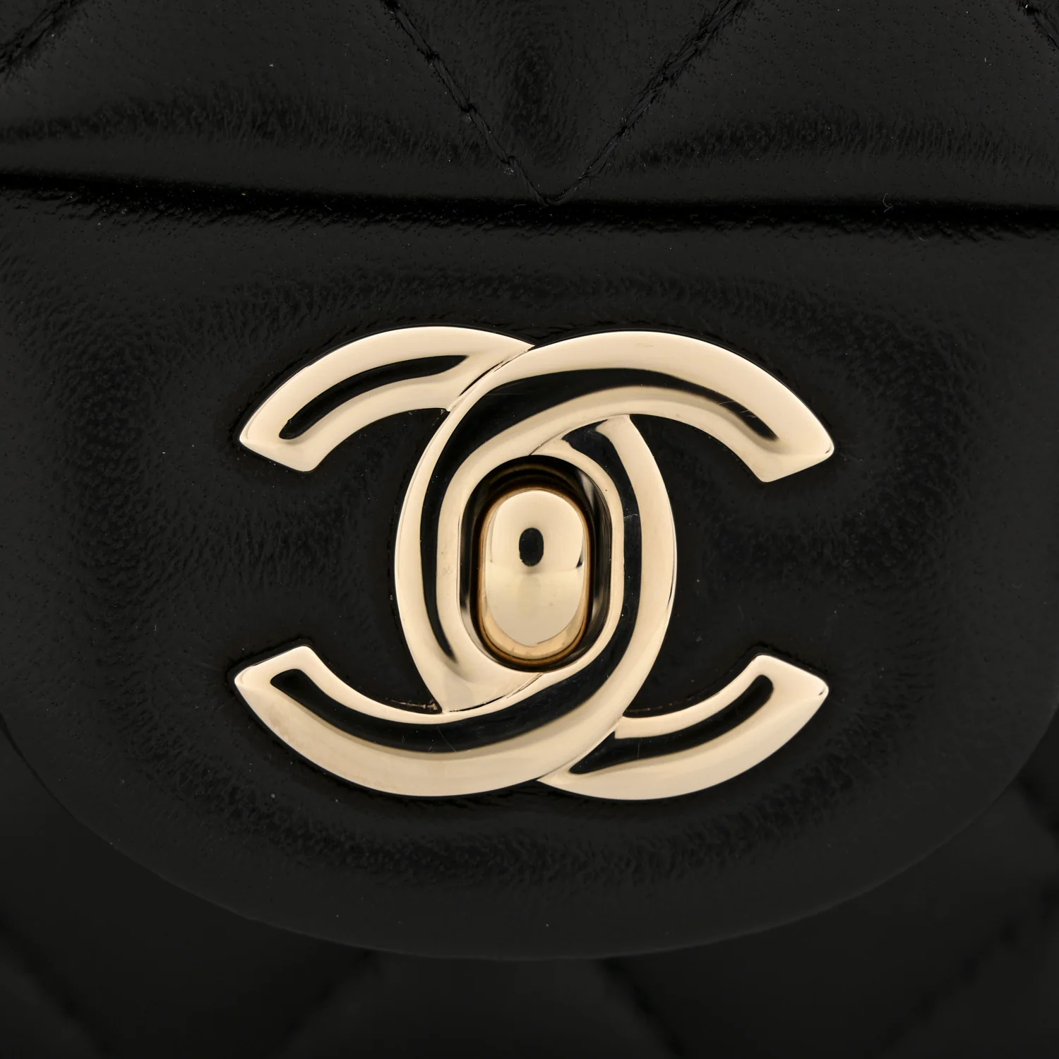 Lambskin Quilted Mini Top Handle Rectangular Flap Black - Image 12