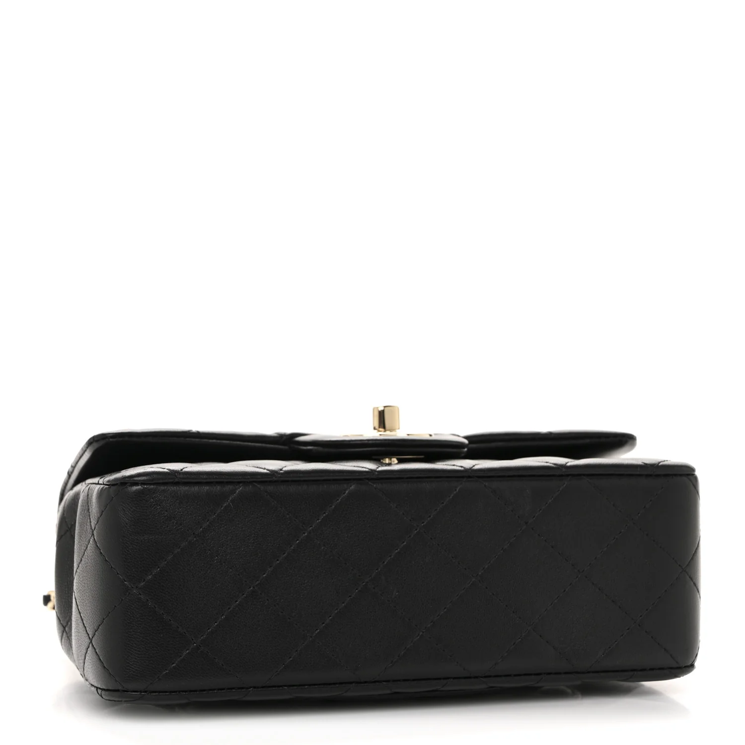 Lambskin Quilted Mini Top Handle Rectangular Flap Black - Image 4