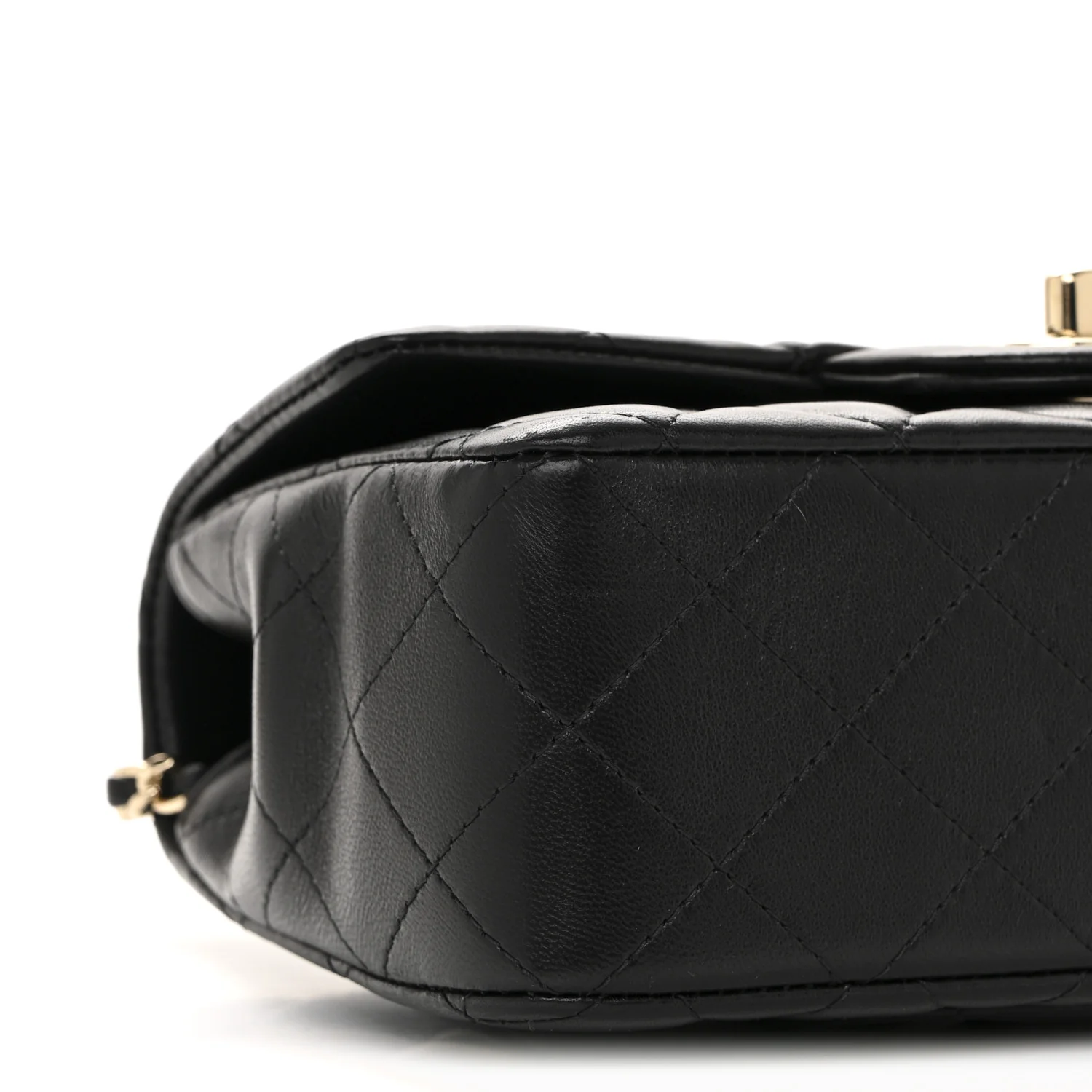Lambskin Quilted Mini Top Handle Rectangular Flap Black - Image 9