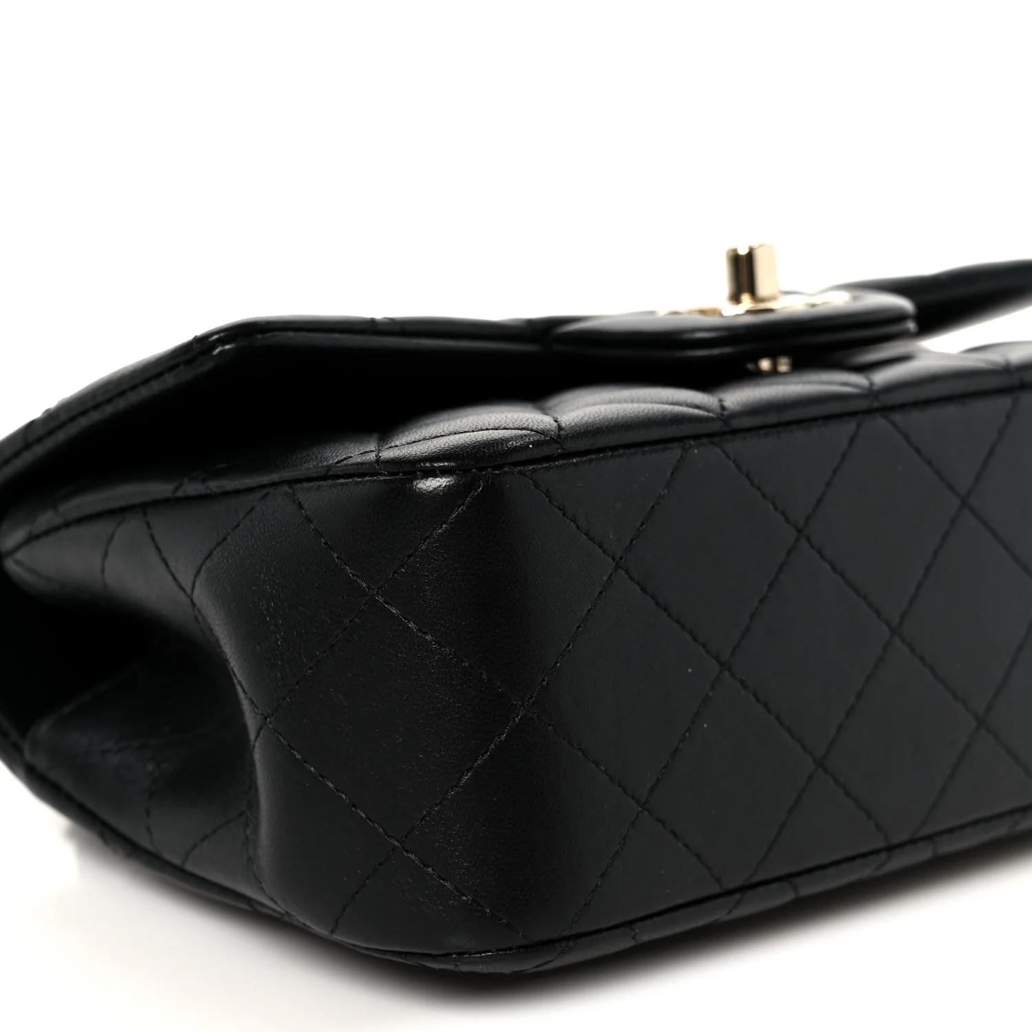 Lambskin Quilted Mini Top Handle Rectangular Flap Black - Image 10