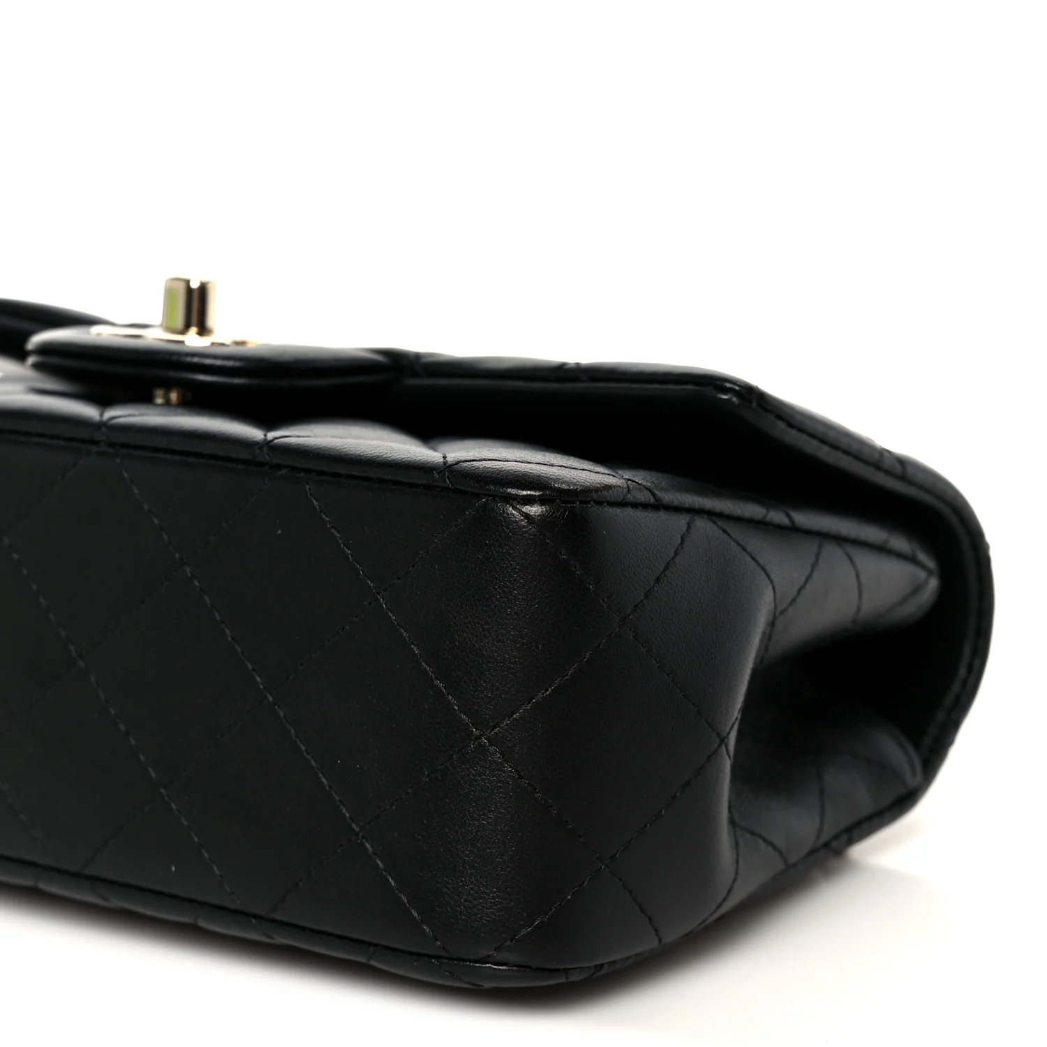 Lambskin Quilted Mini Top Handle Rectangular Flap Black - Image 11