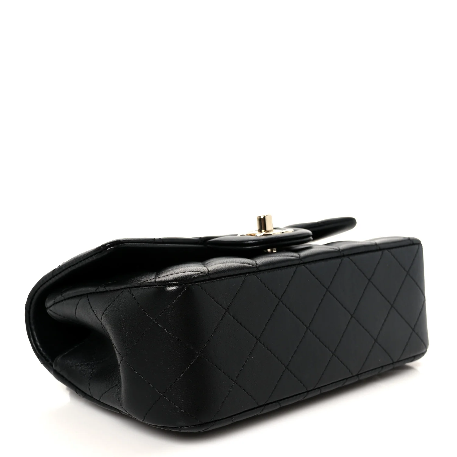 Lambskin Quilted Mini Top Handle Rectangular Flap Black - Image 4
