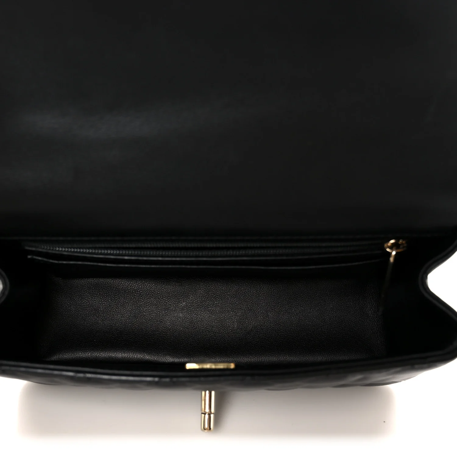 Lambskin Quilted Mini Top Handle Rectangular Flap Black - Image 5