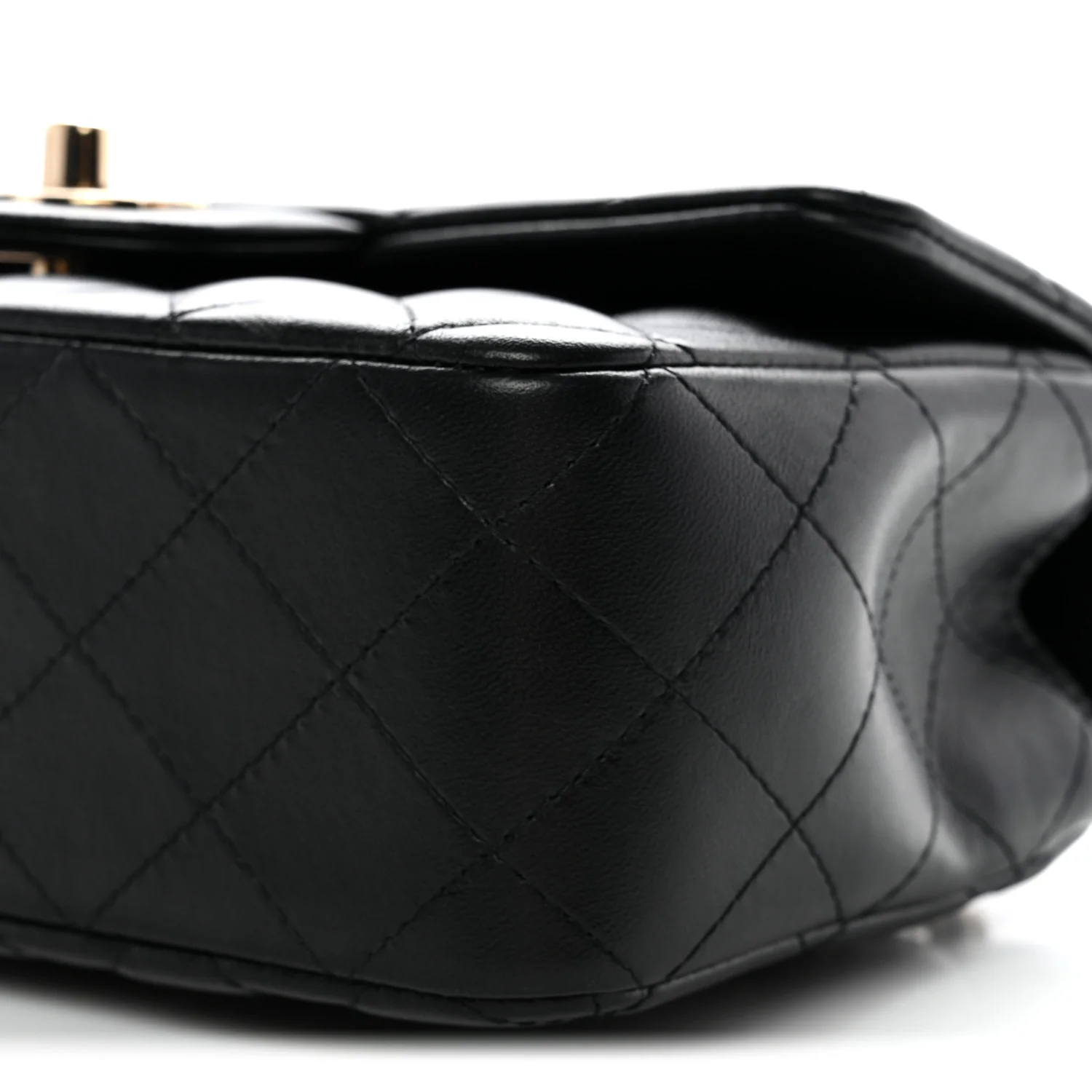Lambskin Quilted Mini Top Handle Rectangular Flap Black - Image 10