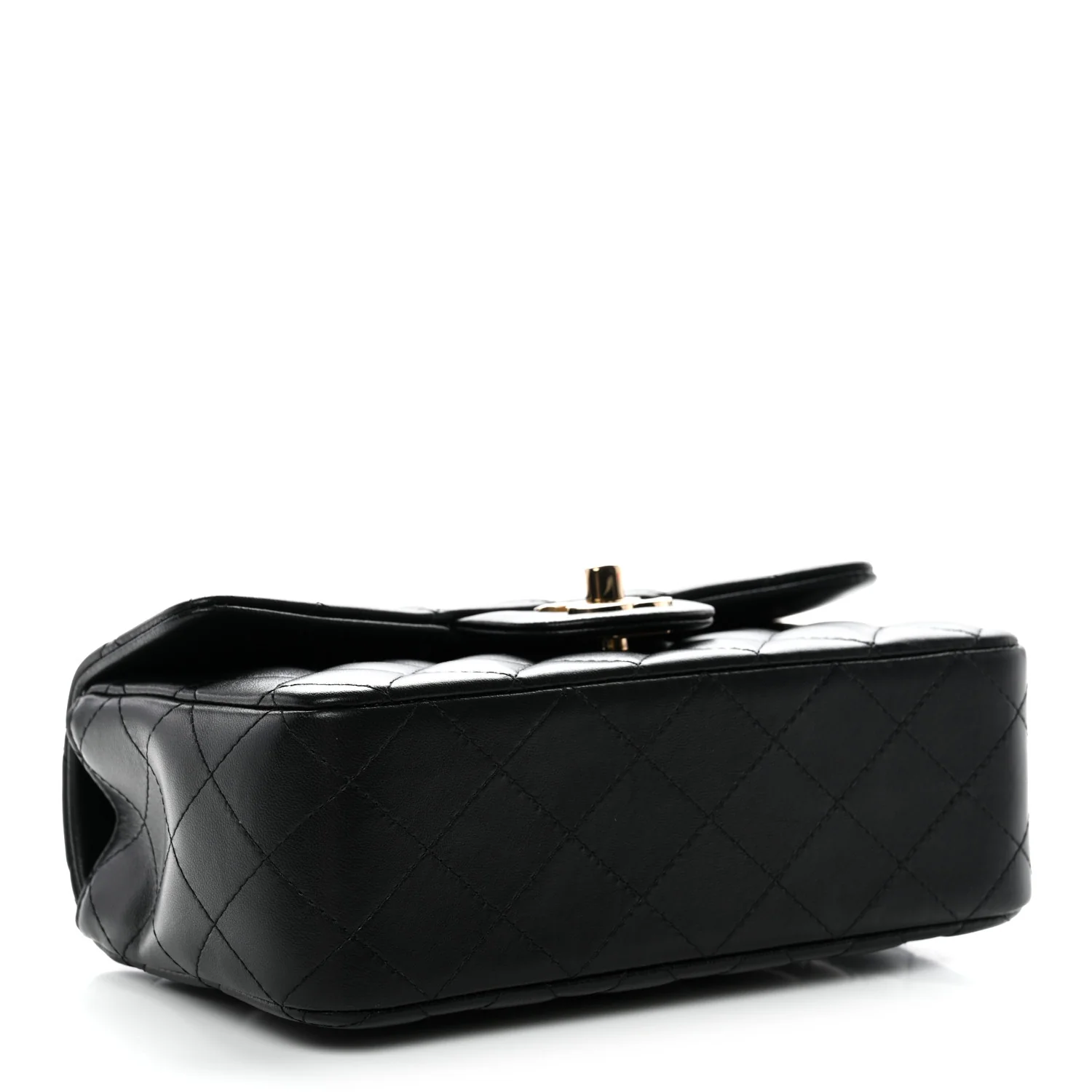 Lambskin Quilted Mini Top Handle Rectangular Flap Black - Image 4