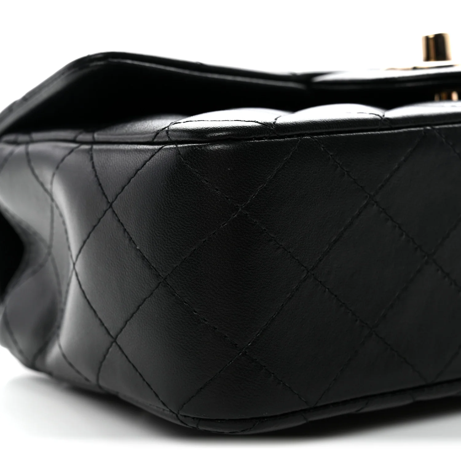 Lambskin Quilted Mini Top Handle Rectangular Flap Black - Image 9