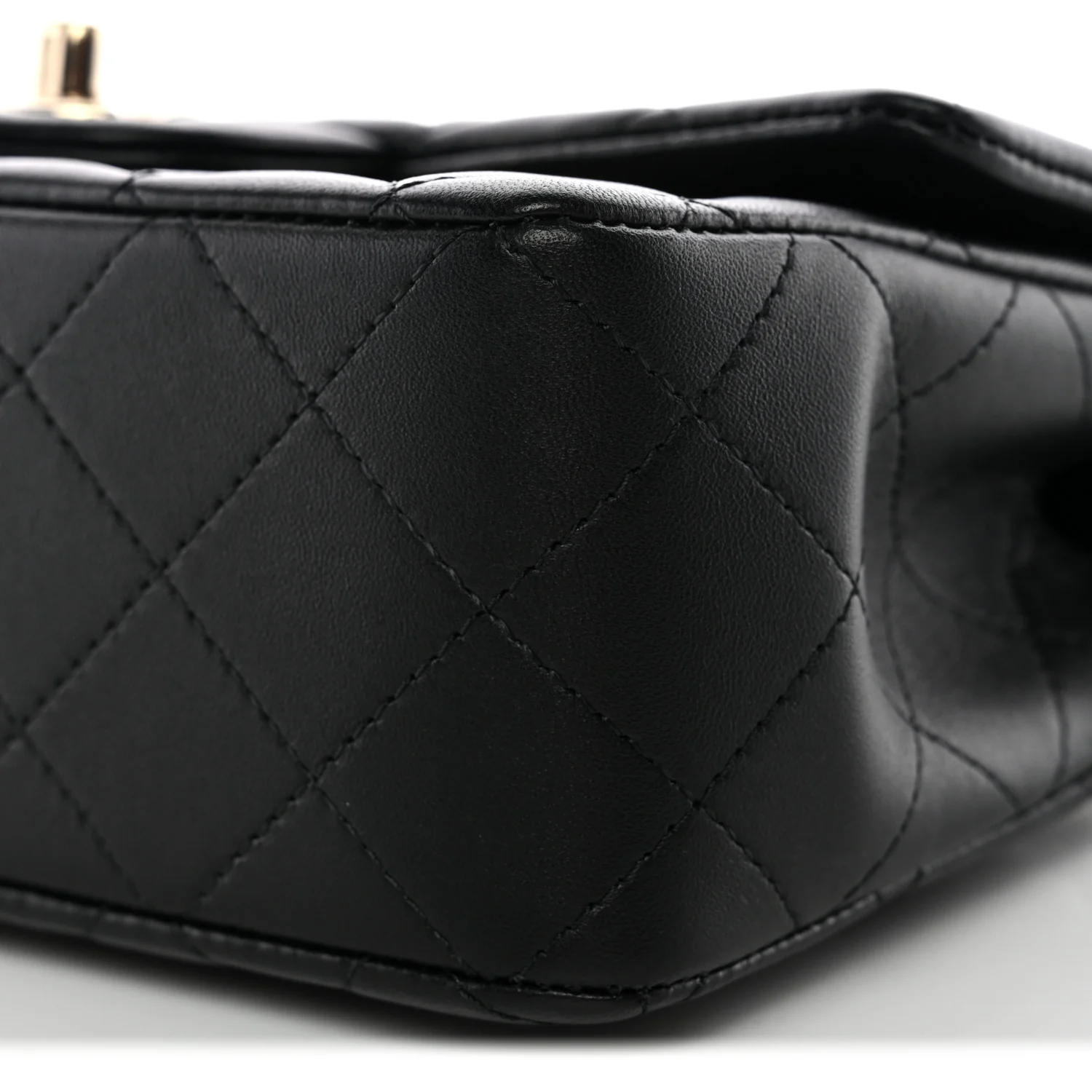 Lambskin Quilted Mini Top Handle Rectangular Flap Black - Image 10