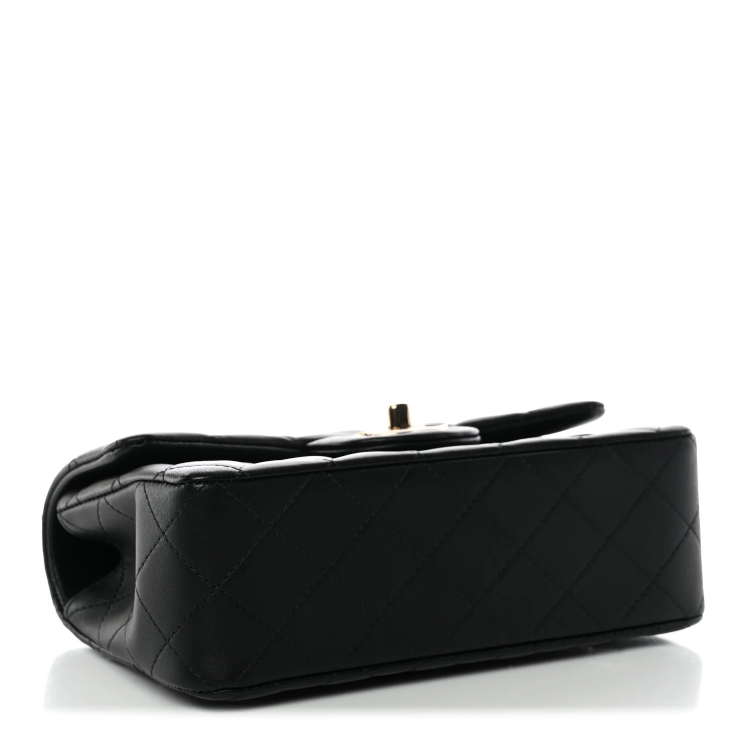 Lambskin Quilted Mini Top Handle Rectangular Flap Black - Image 4