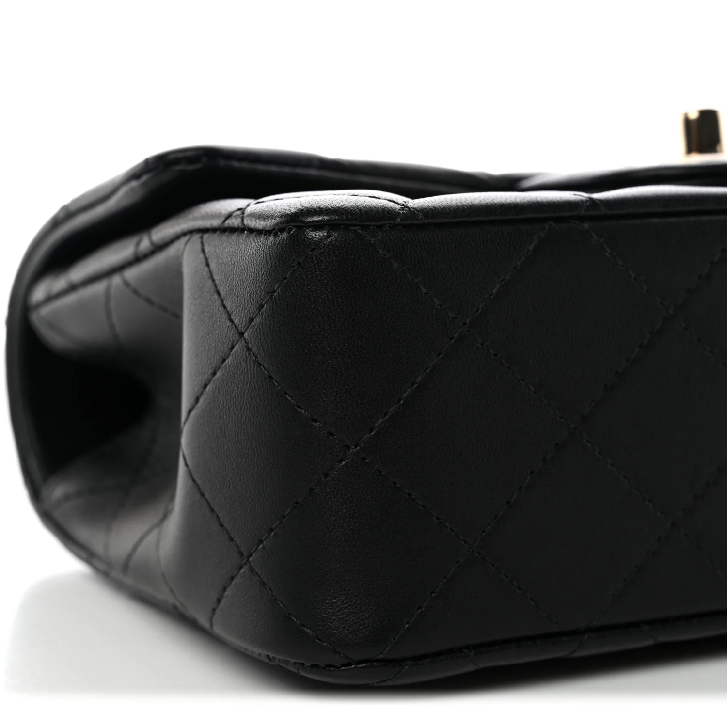 Lambskin Quilted Mini Top Handle Rectangular Flap Black - Image 9