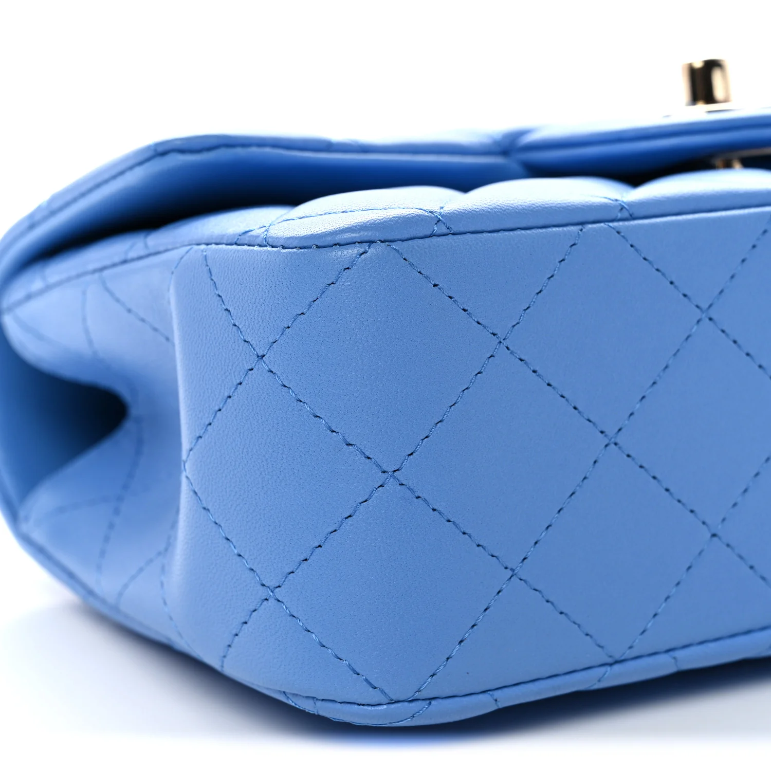 Lambskin Quilted Mini Top Handle Rectangular Flap Blue - Image 9