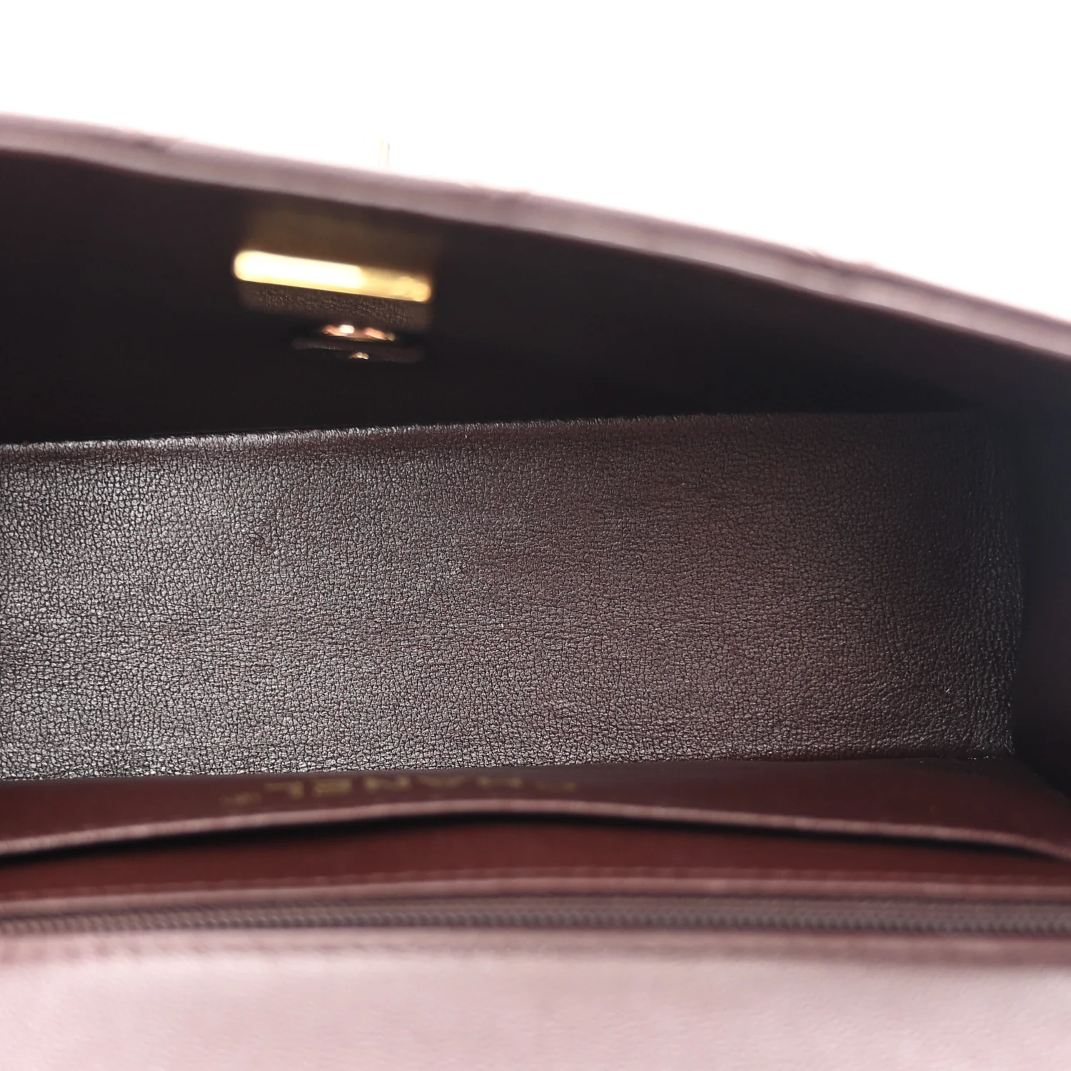 Lambskin Quilted Mini Top Handle Rectangular Flap Dark Brown - Image 5