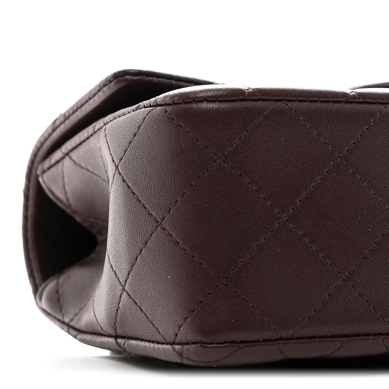 Lambskin Quilted Mini Top Handle Rectangular Flap Dark Brown - Image 9