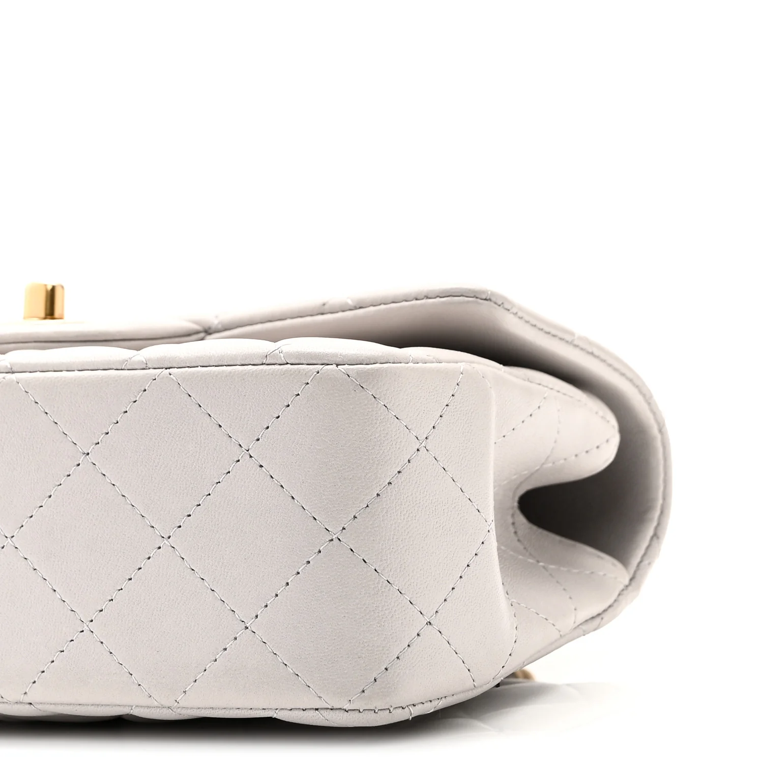 Lambskin Quilted Mini Top Handle Rectangular Flap Grey - Image 10