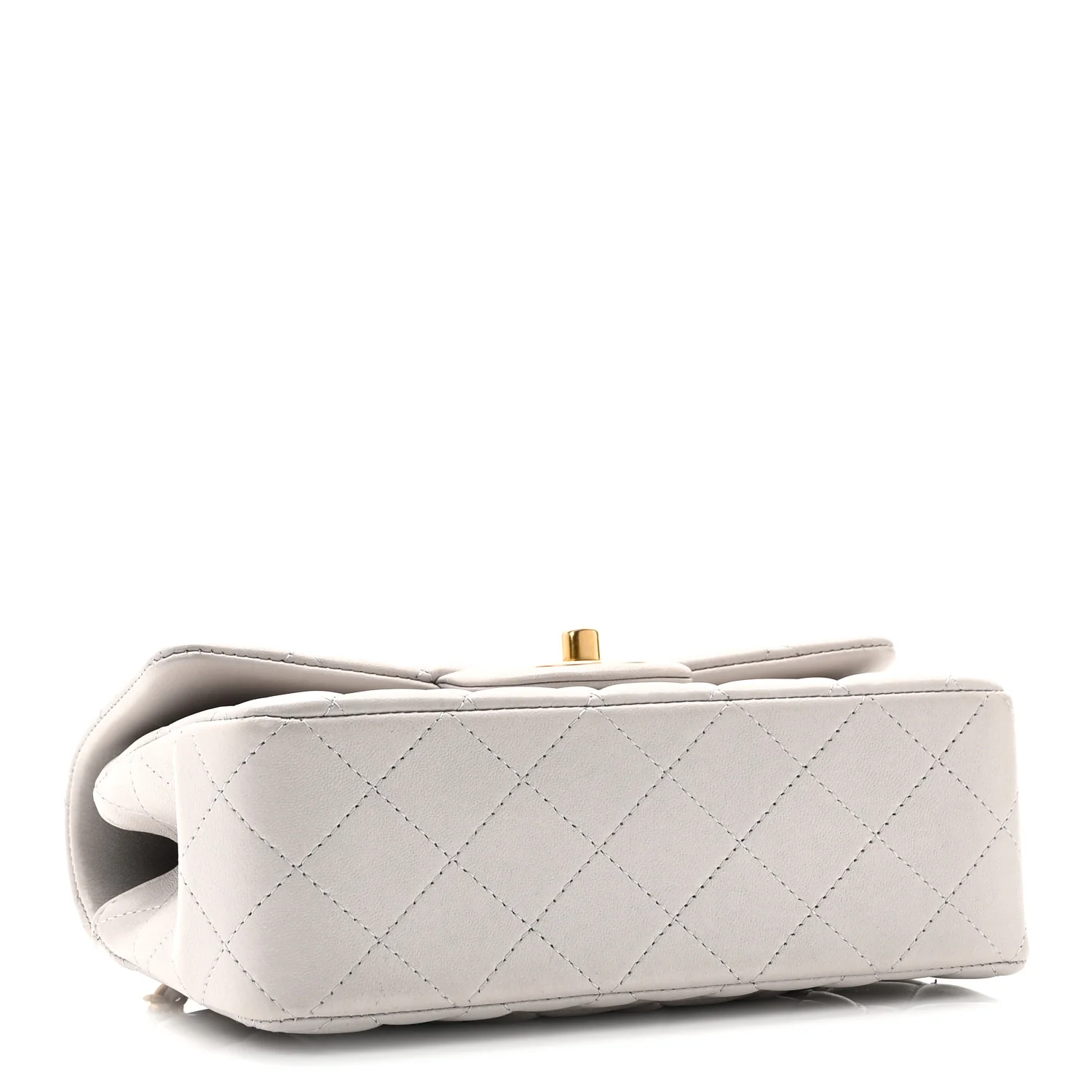 Lambskin Quilted Mini Top Handle Rectangular Flap Grey - Image 4