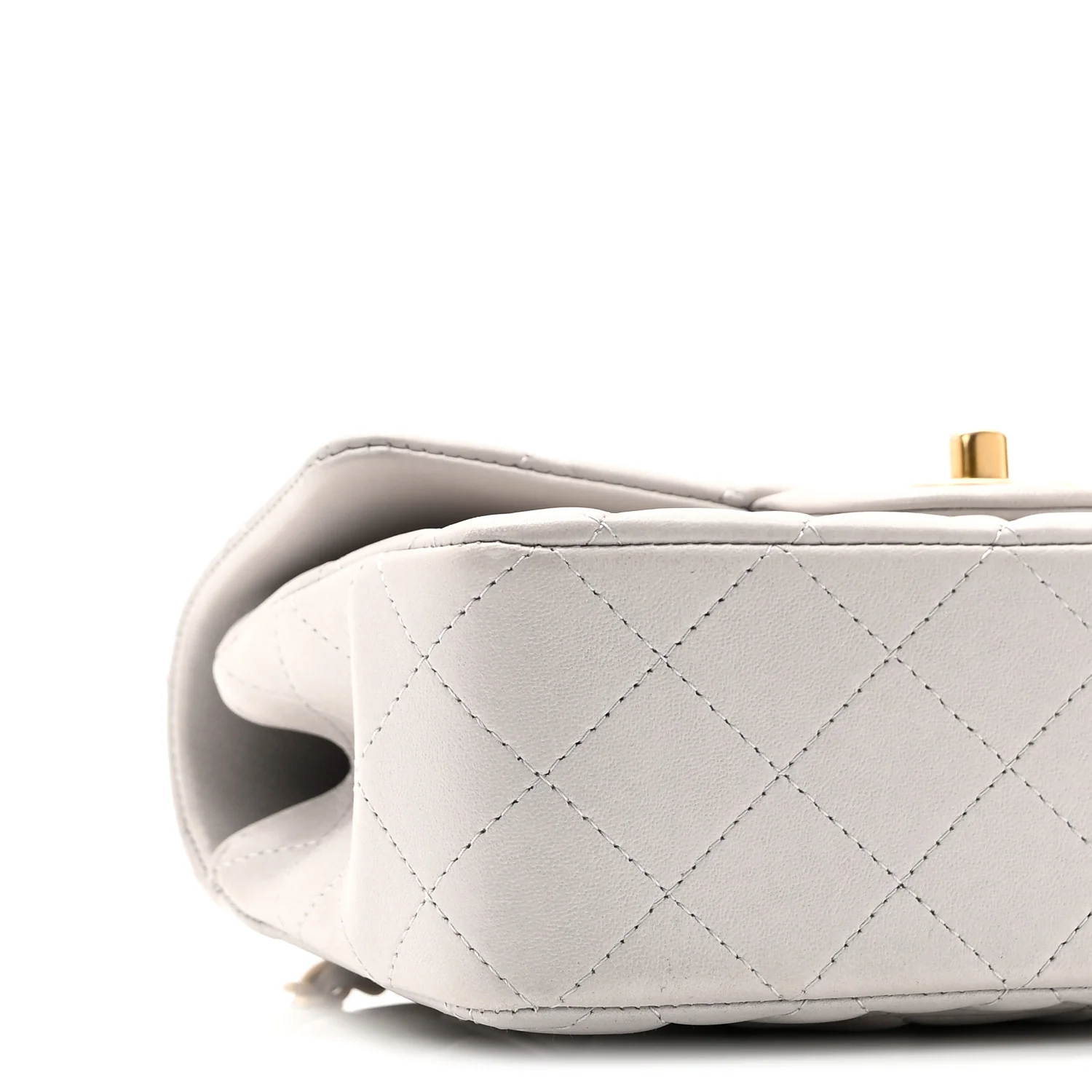 Lambskin Quilted Mini Top Handle Rectangular Flap Grey - Image 9