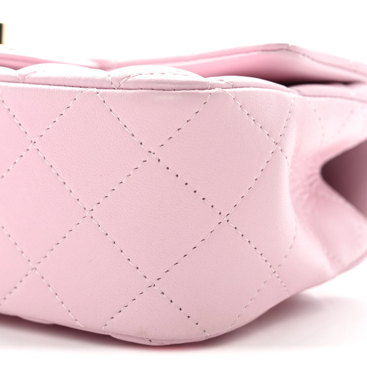 Lambskin Quilted Mini Top Handle Rectangular Flap Light Pink - Image 10