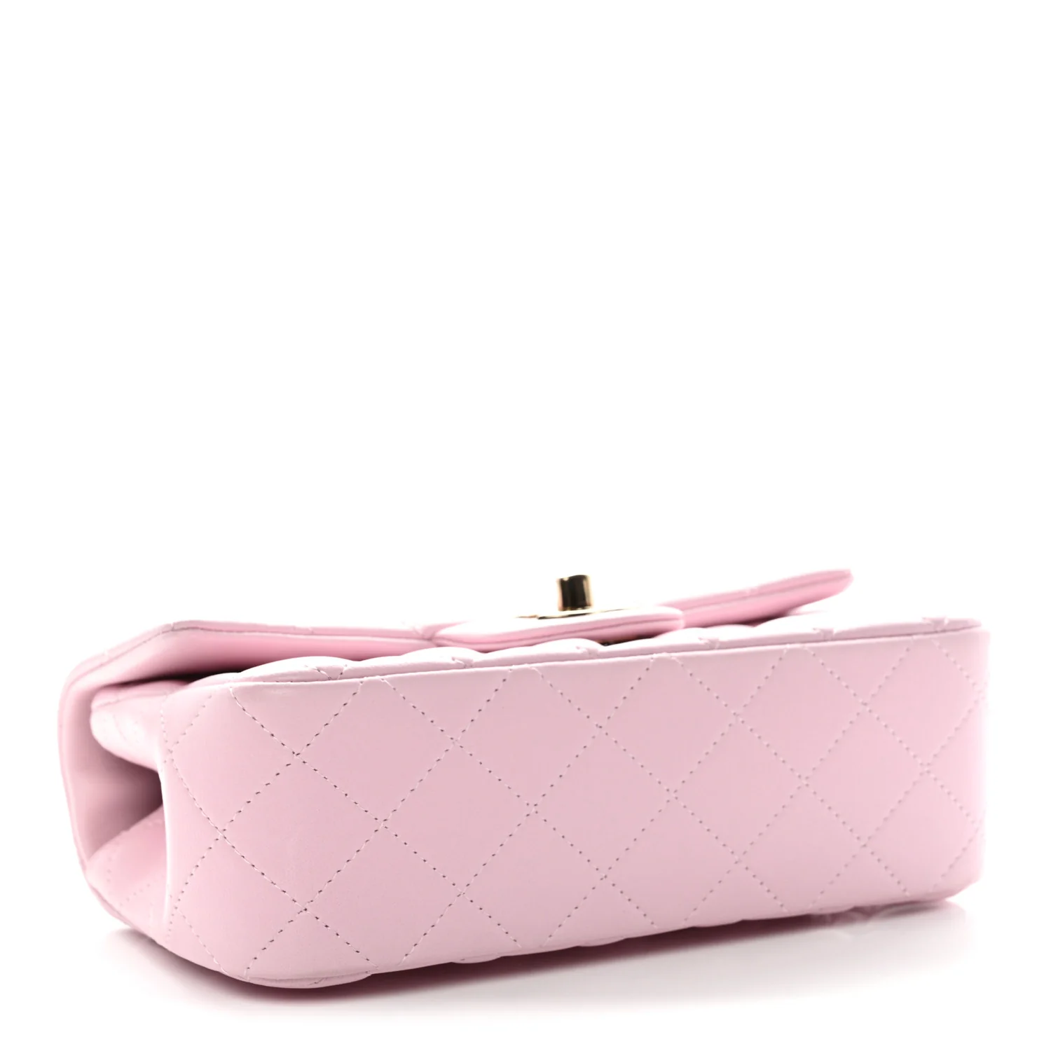 Lambskin Quilted Mini Top Handle Rectangular Flap Light Pink - Image 4