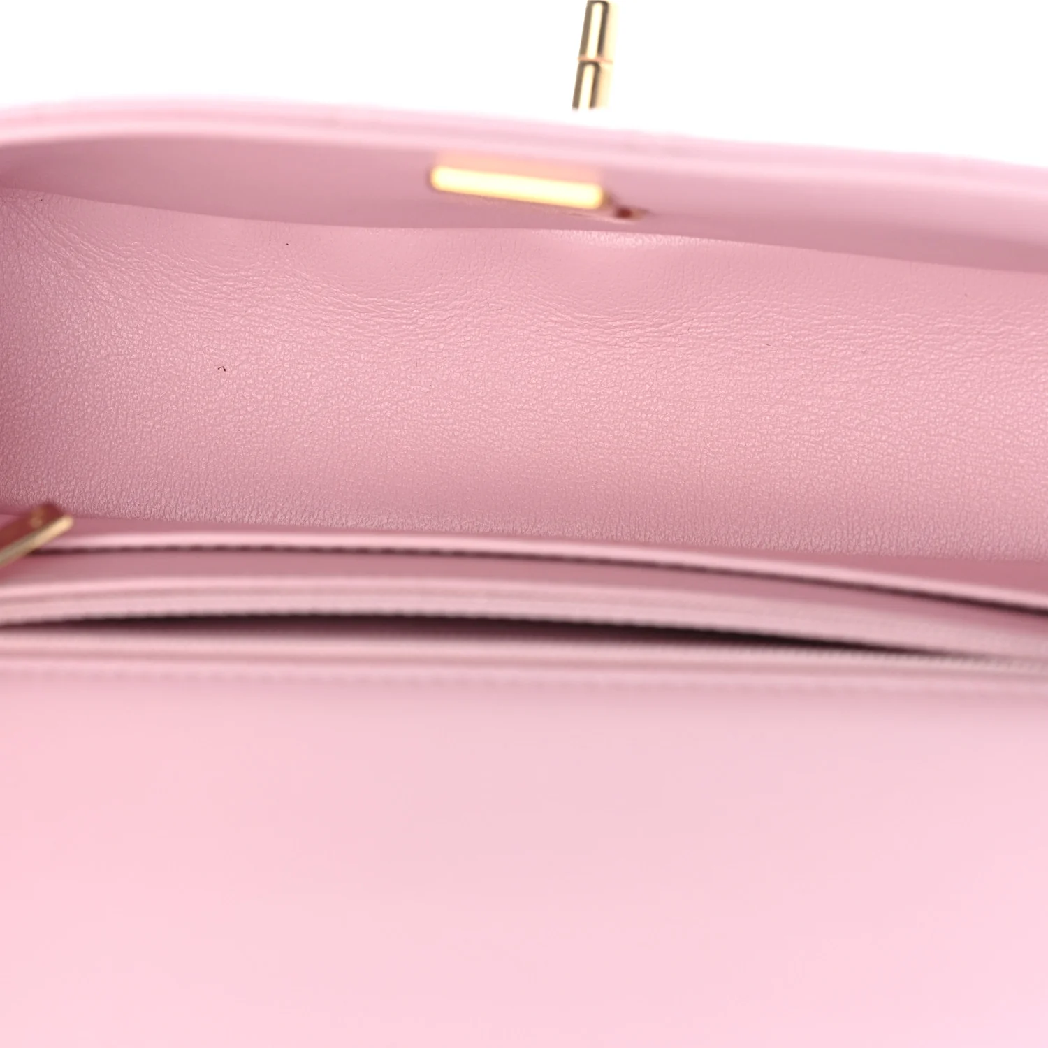Lambskin Quilted Mini Top Handle Rectangular Flap Light Pink - Image 5