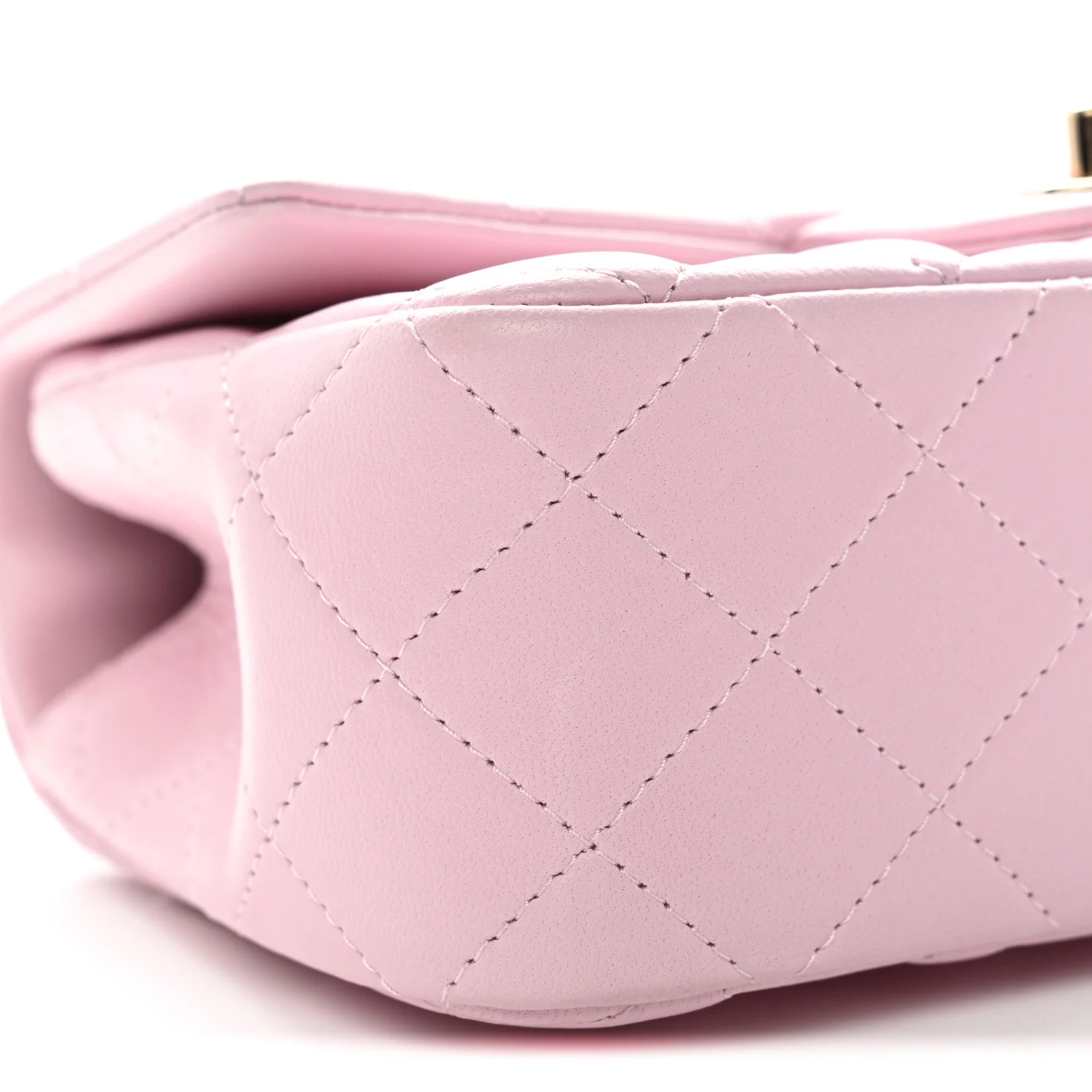 Lambskin Quilted Mini Top Handle Rectangular Flap Light Pink - Image 9