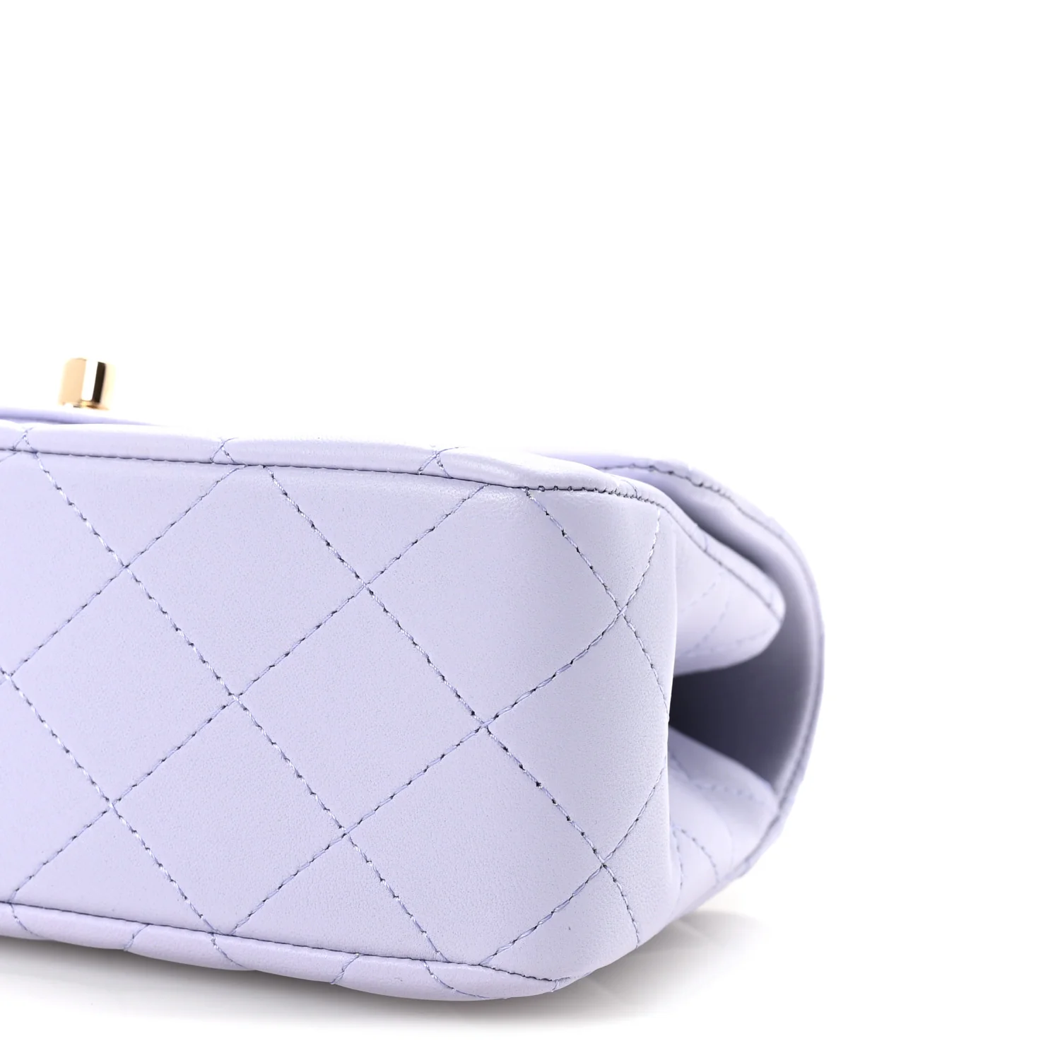 Lambskin Quilted Mini Top Handle Rectangular Flap Light Purple - Image 10